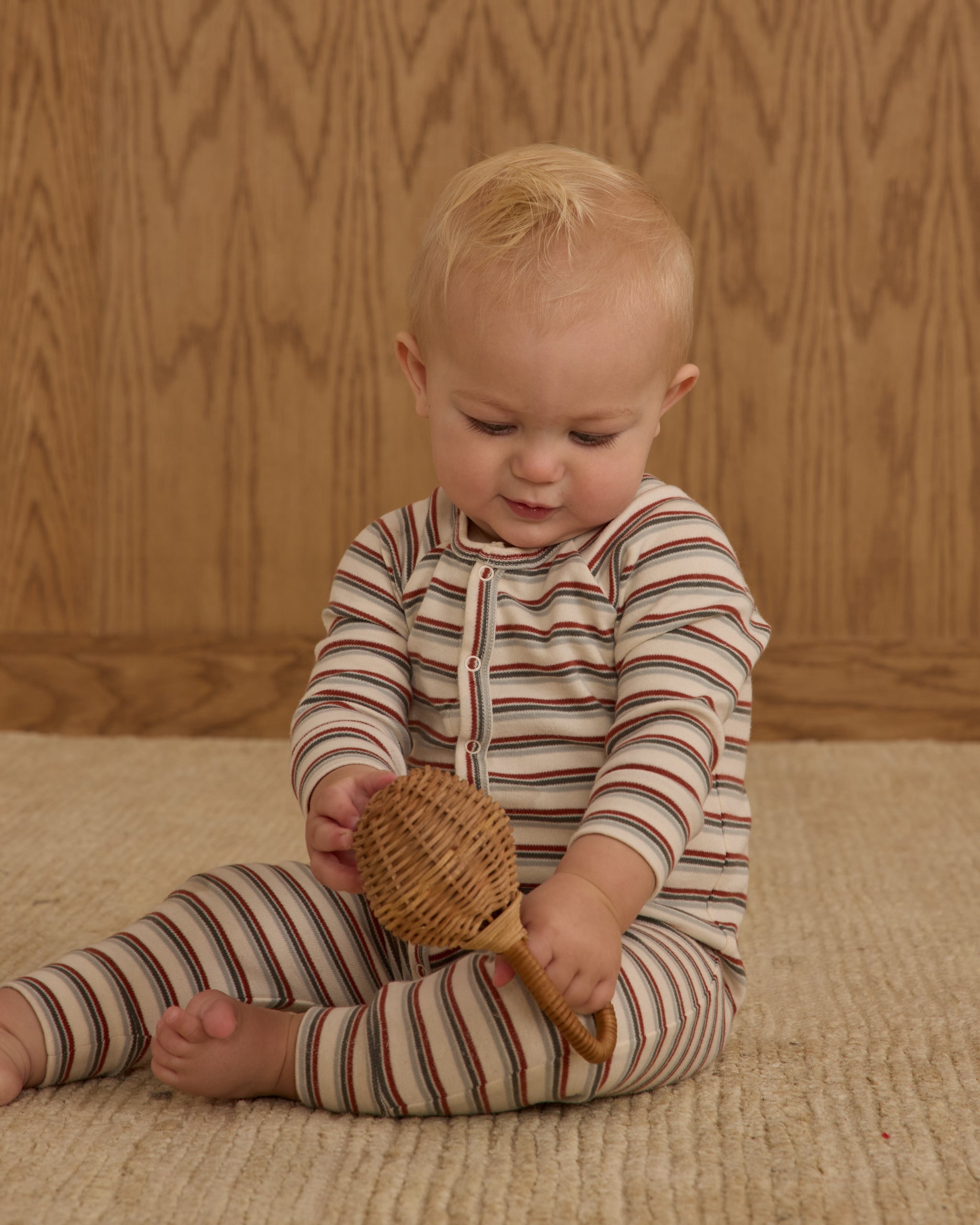 Organic Long John Pajamas || Holiday Stripe