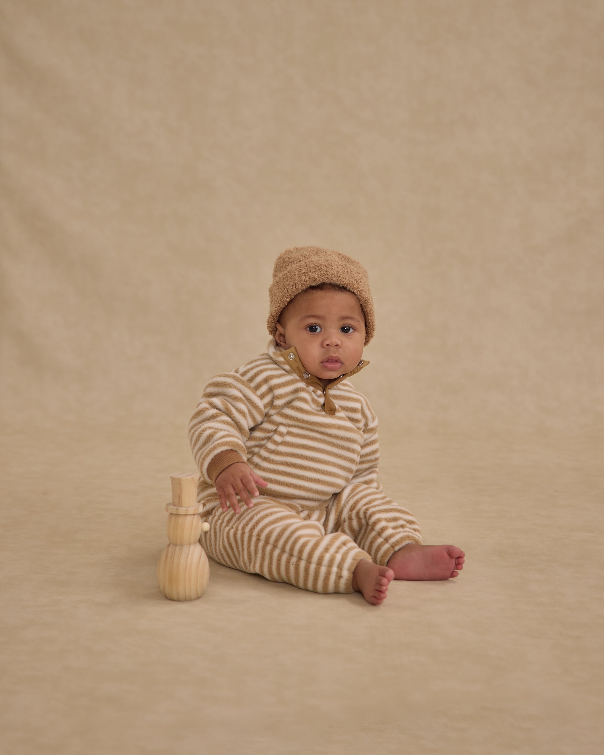 Snap Pullover || Toffee Stripe
