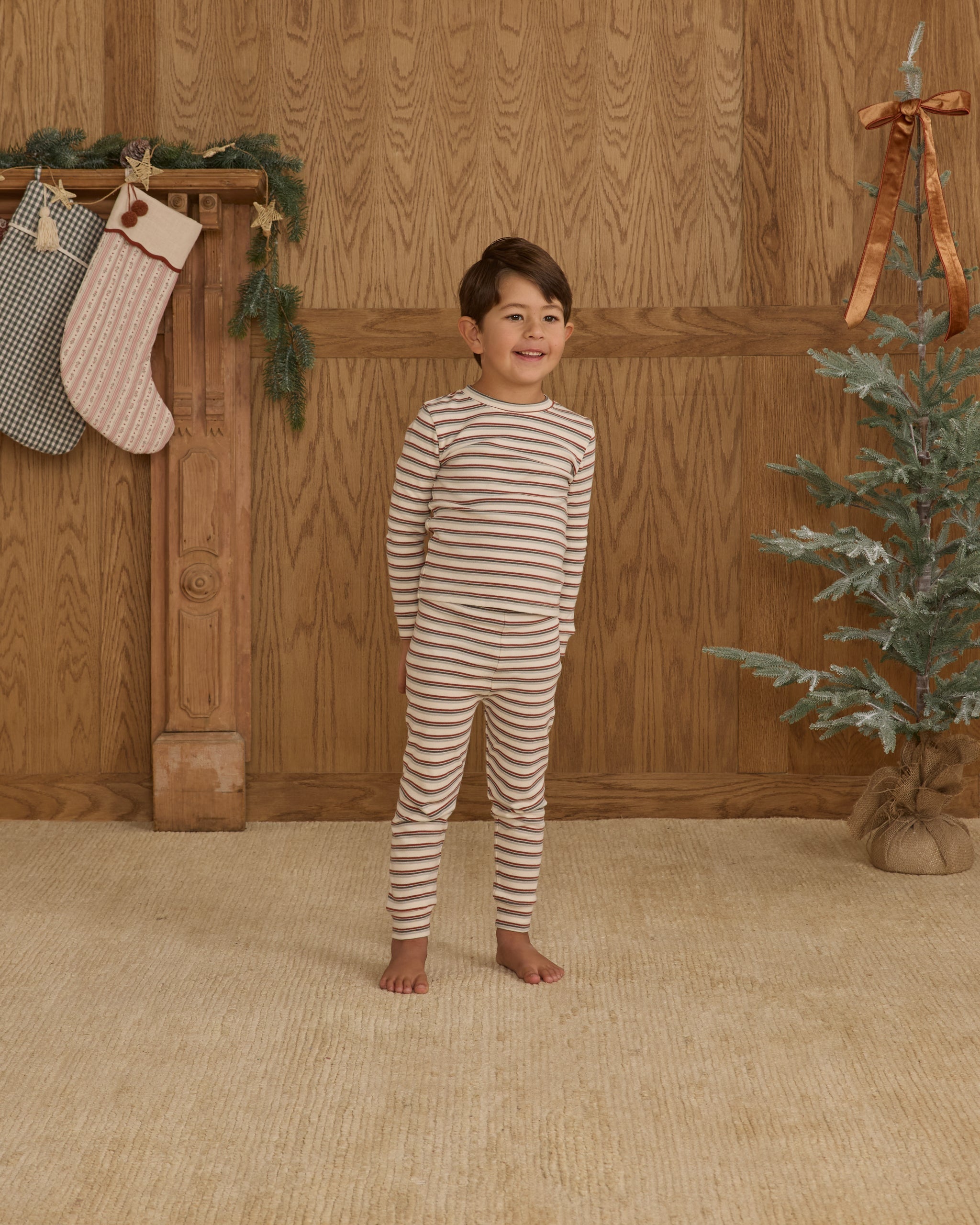 Organic Long Sleeve Pajama Set || Holiday Stripe