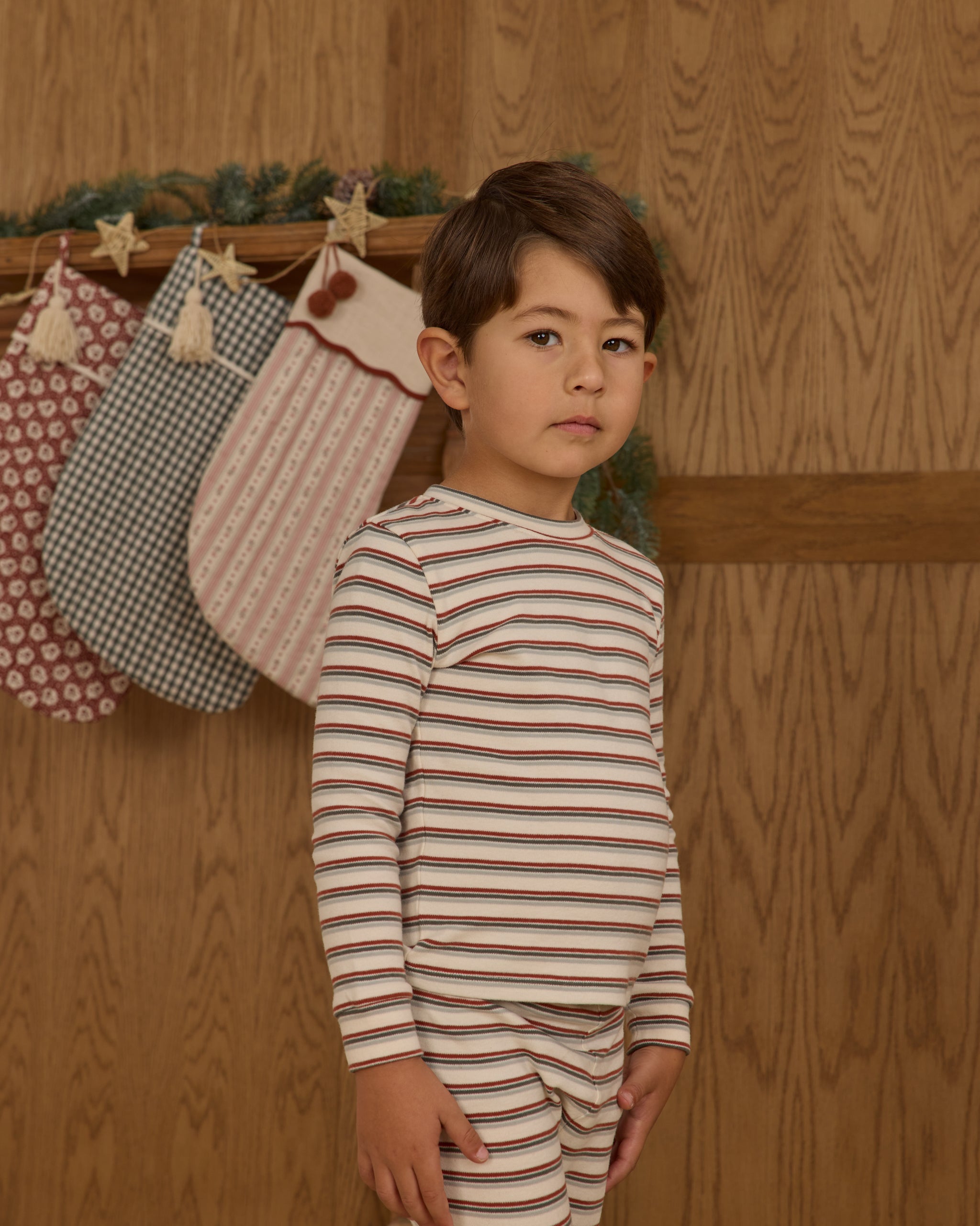 Organic Long Sleeve Pajama Set || Holiday Stripe