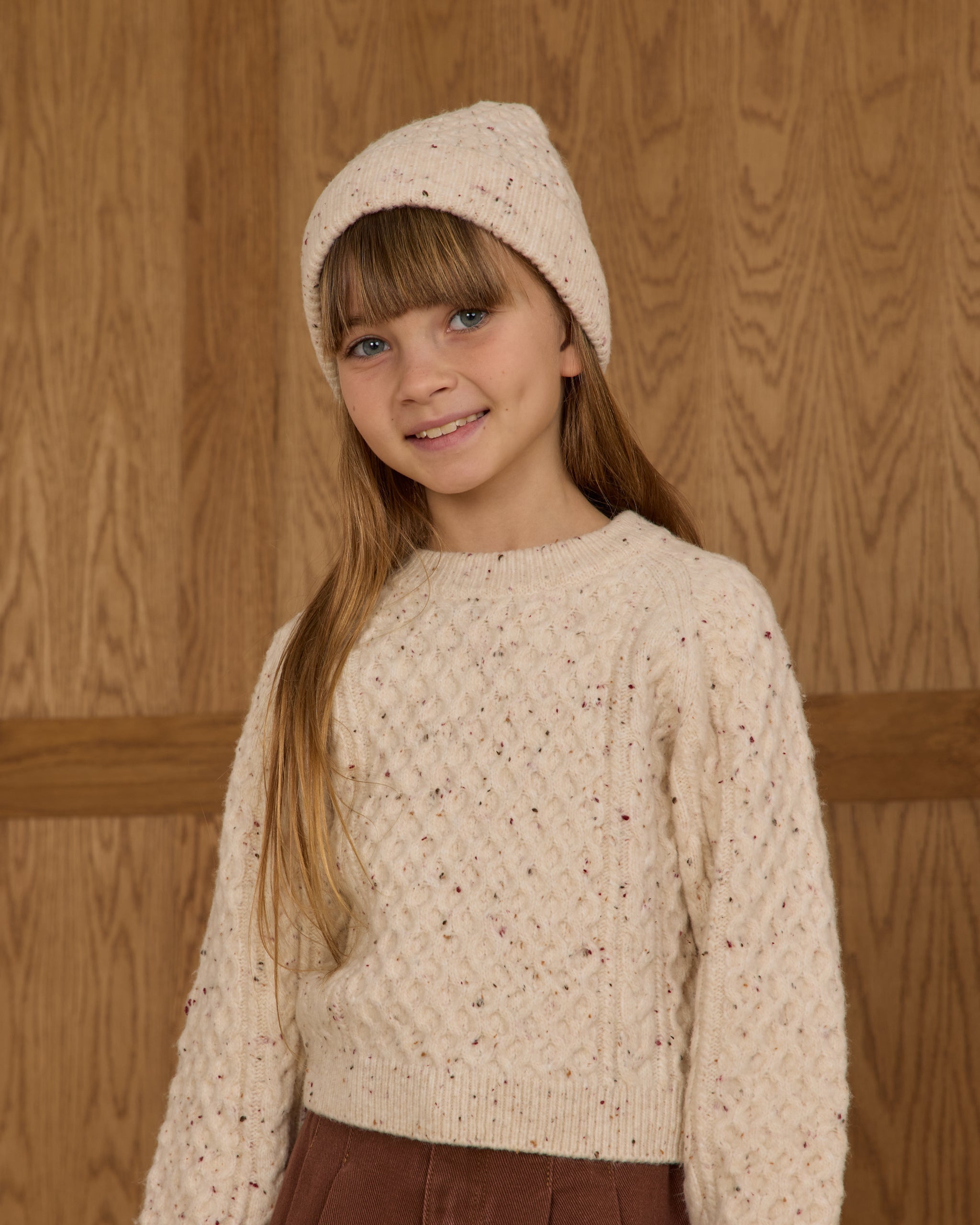 Cable Knit Sweater || Natural Speckled