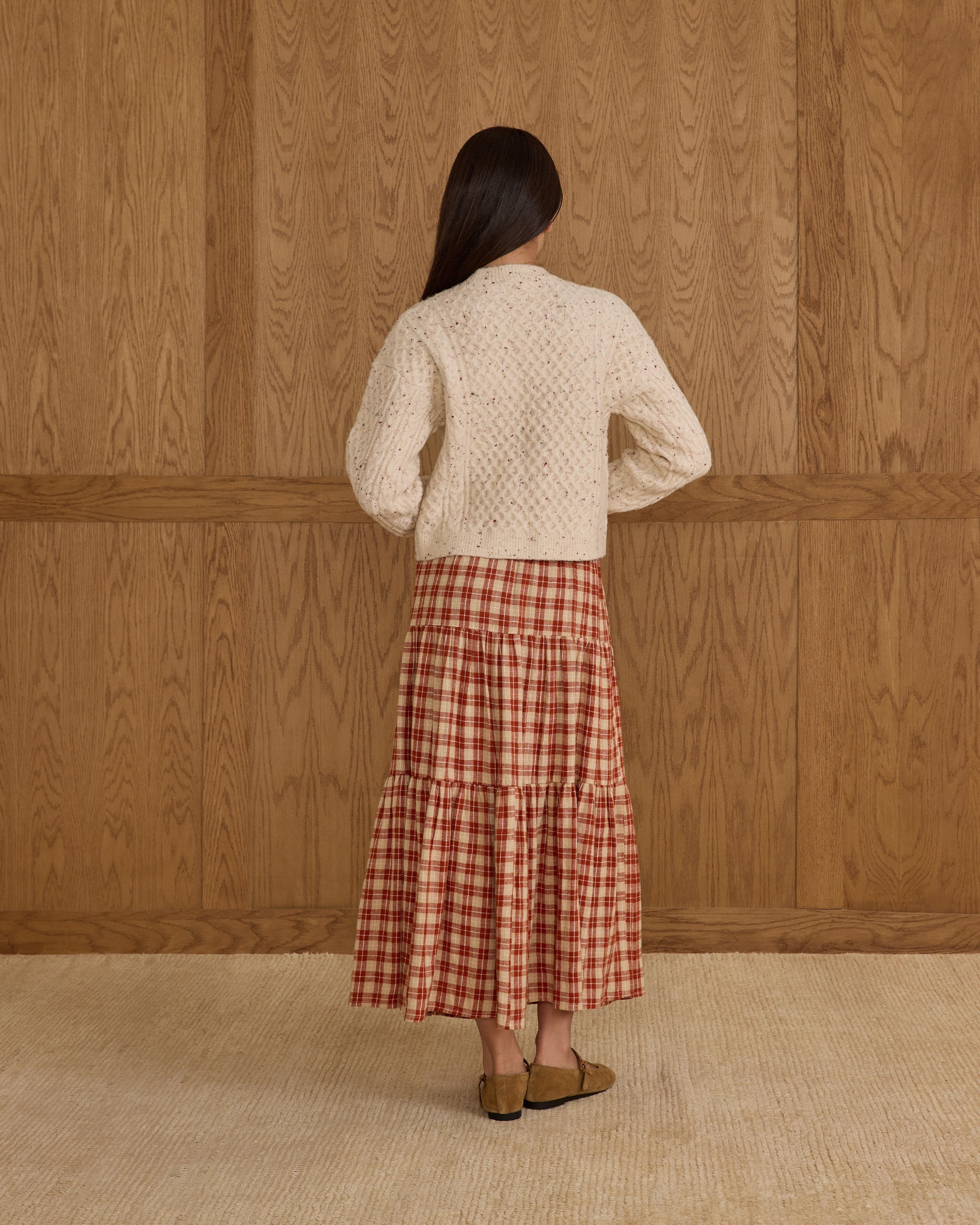 Tiered Midi Skirt || Red Plaid - Teen