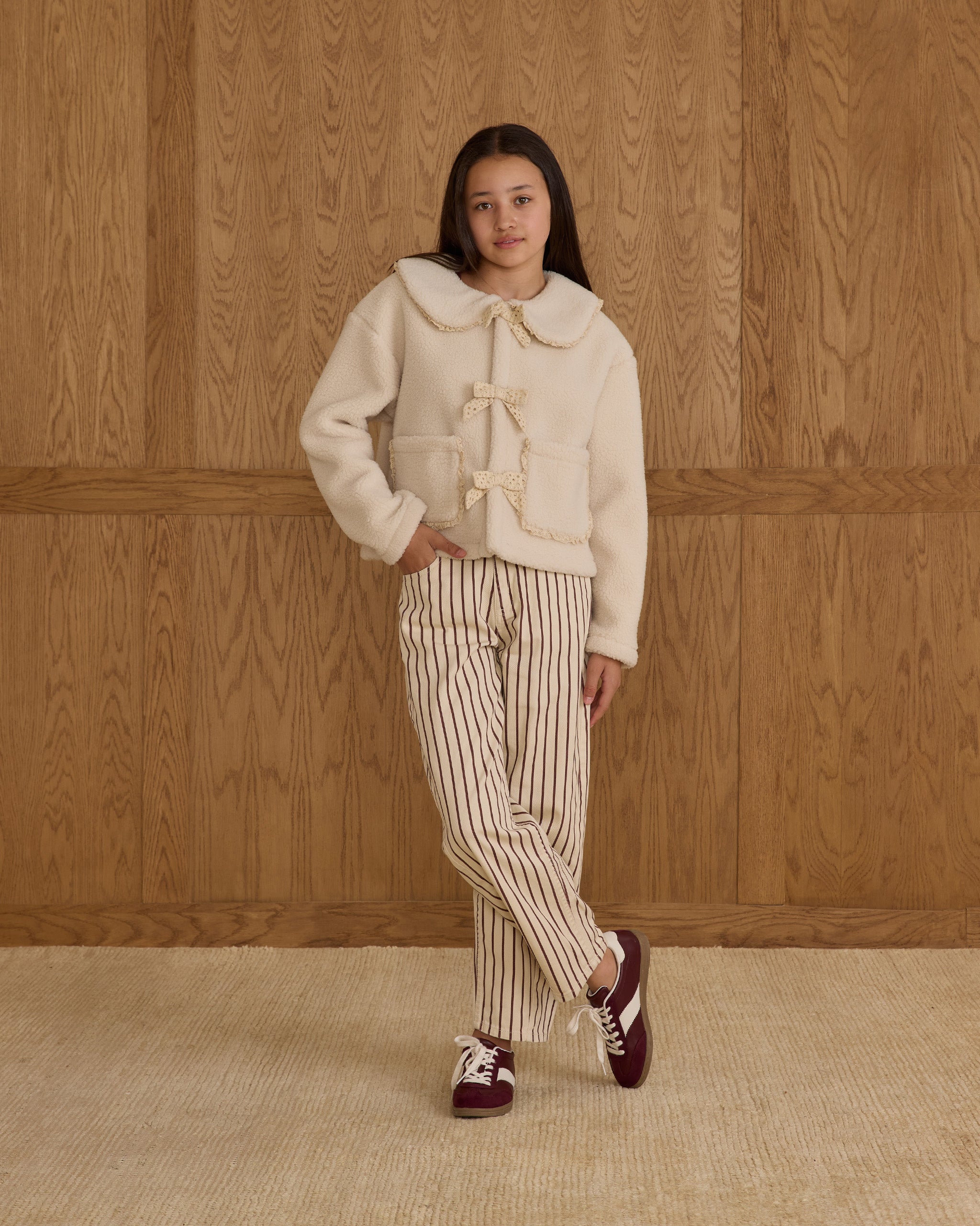 Manteau à col en peau lainée || Ado naturel
