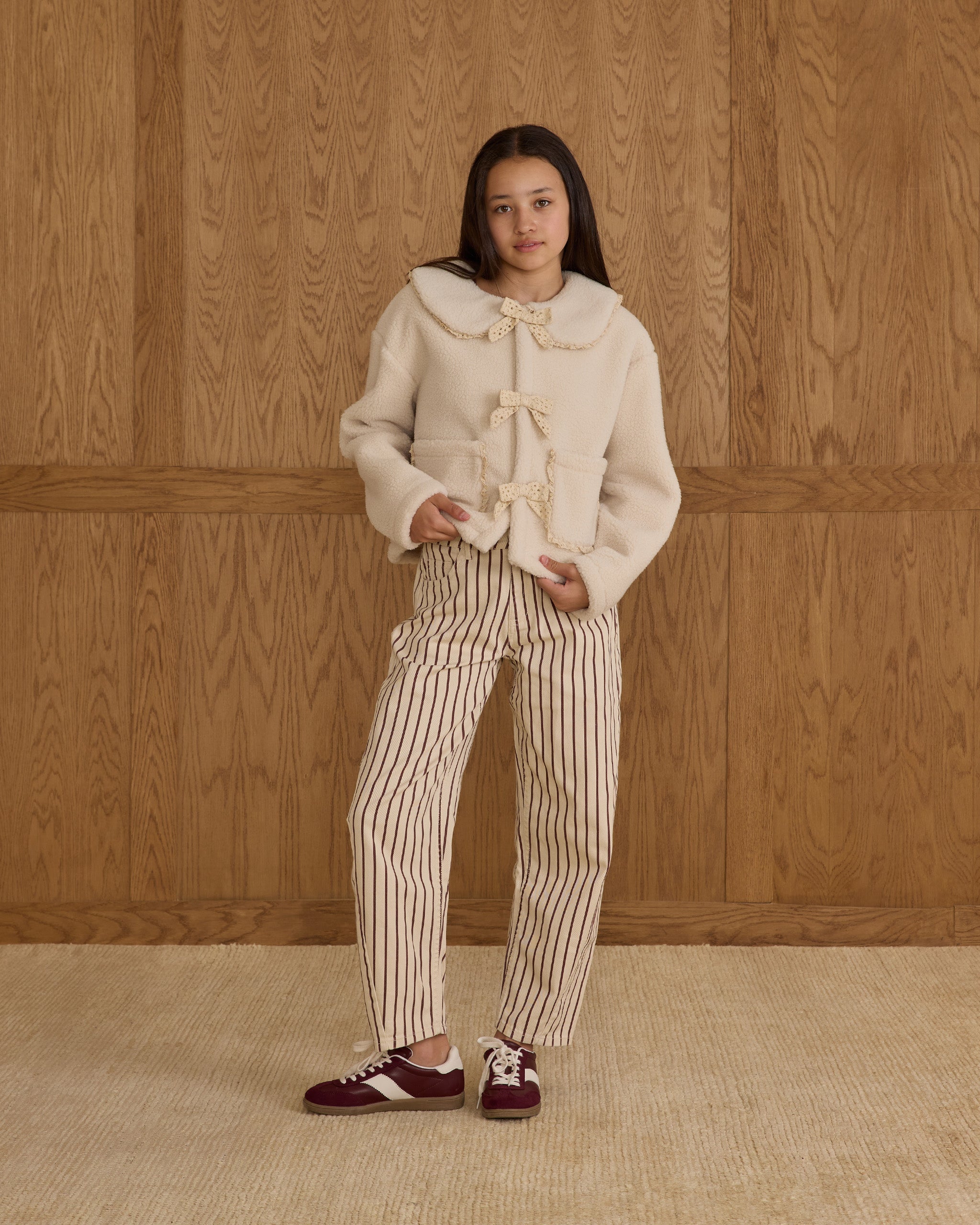 Manteau à col en peau lainée || Ado naturel