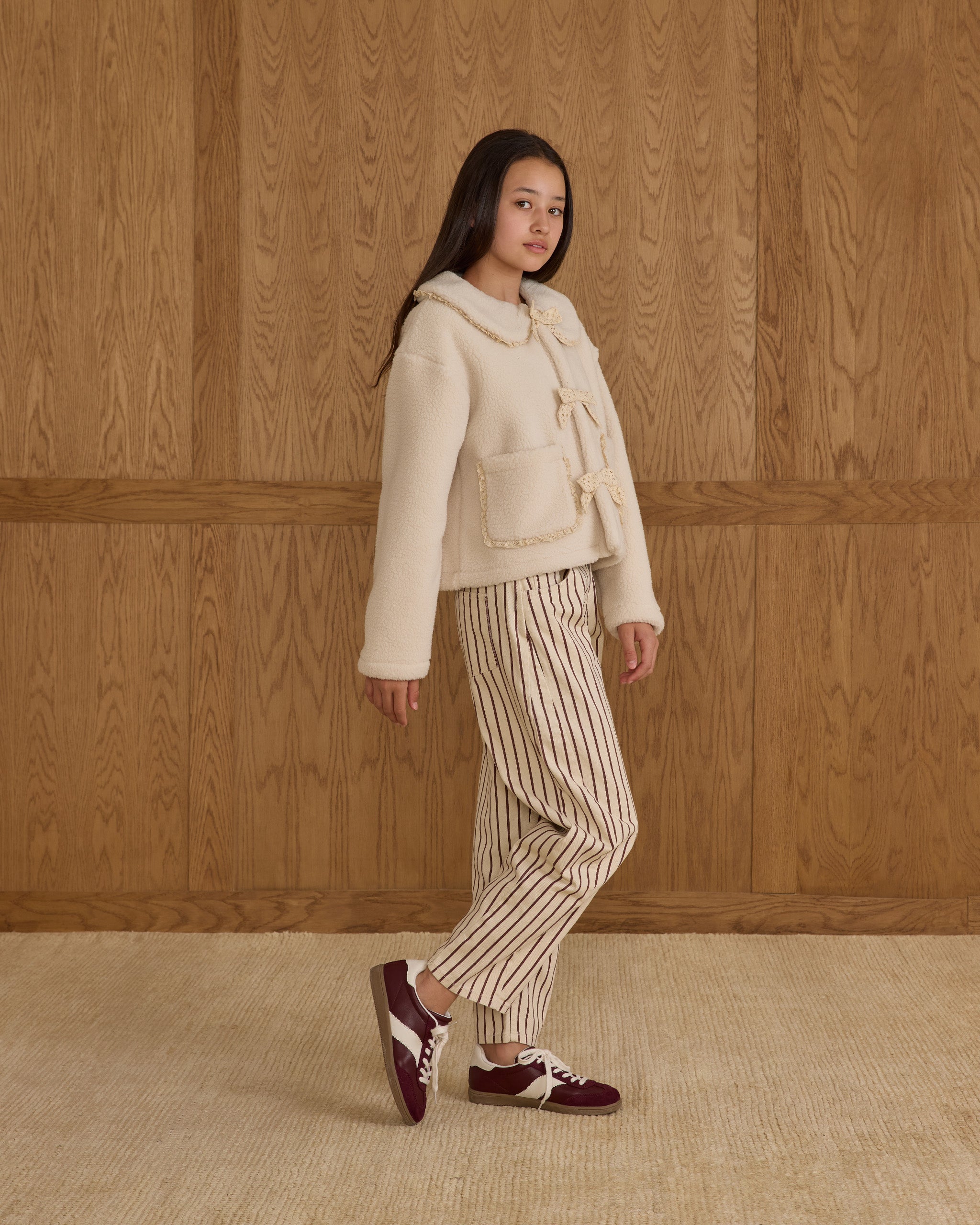 Manteau à col en peau lainée || Ado naturel