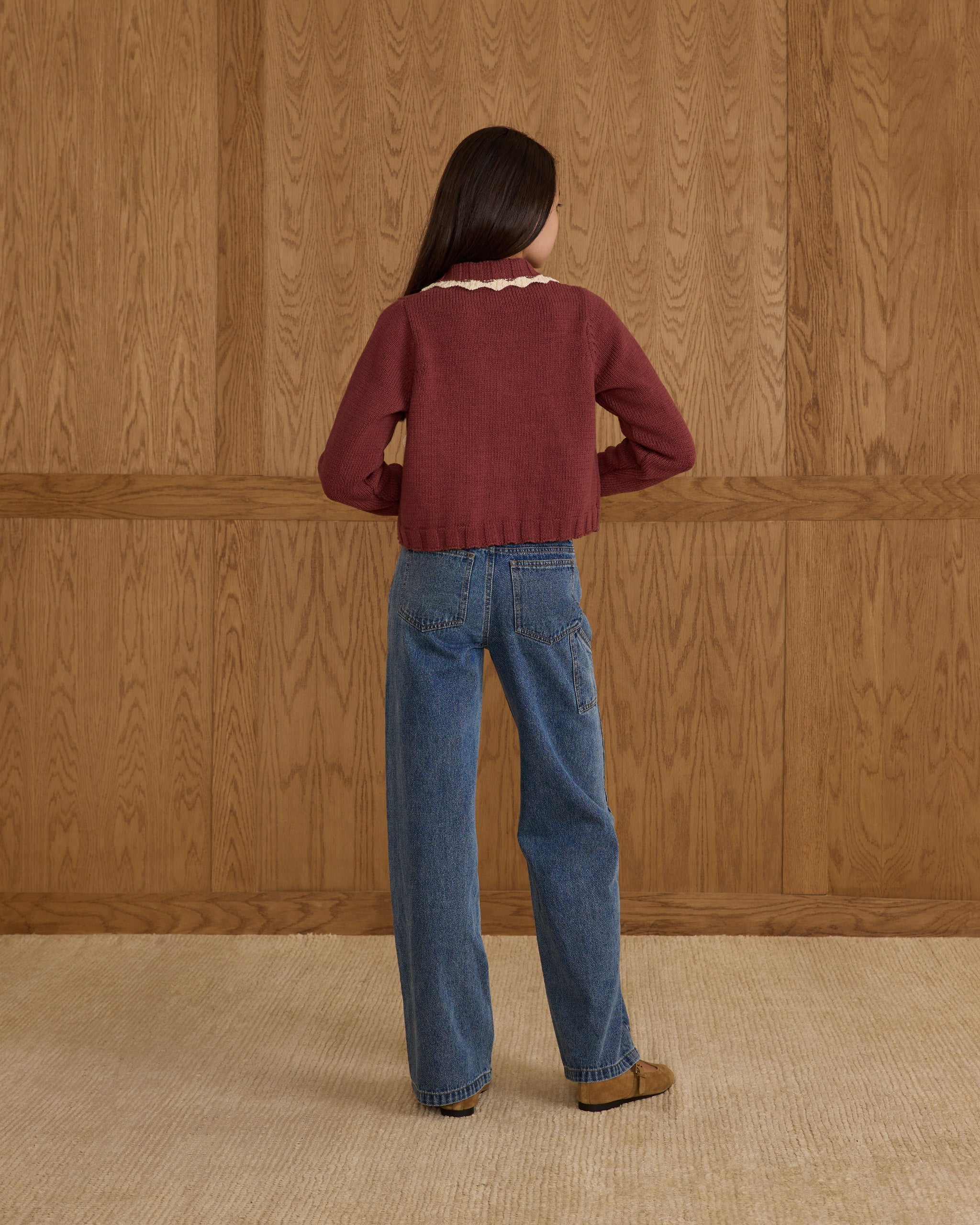 Pantalon ample à jambes larges || Denim indigo pour adolescentes