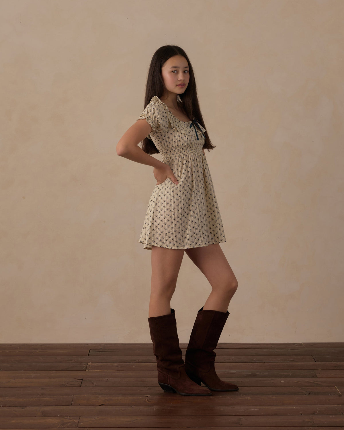 Robe Dillon pour adolescente, motif floral vintage