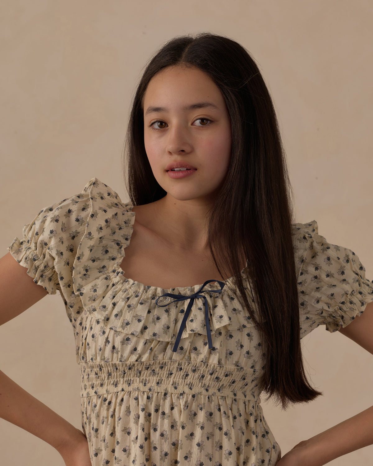 Robe Dillon pour adolescente, motif floral vintage