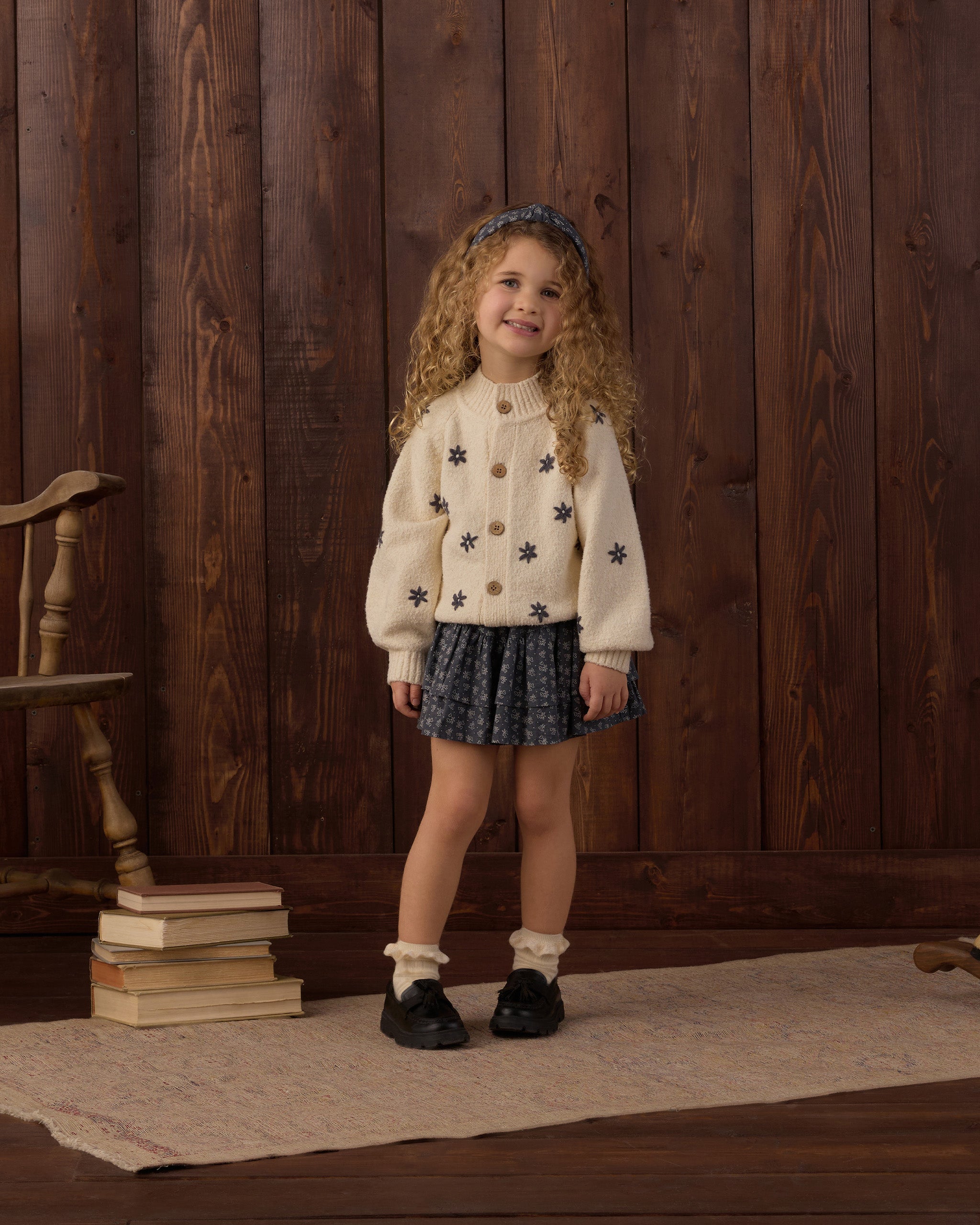 Tulip Cardigan Midnight Daisies