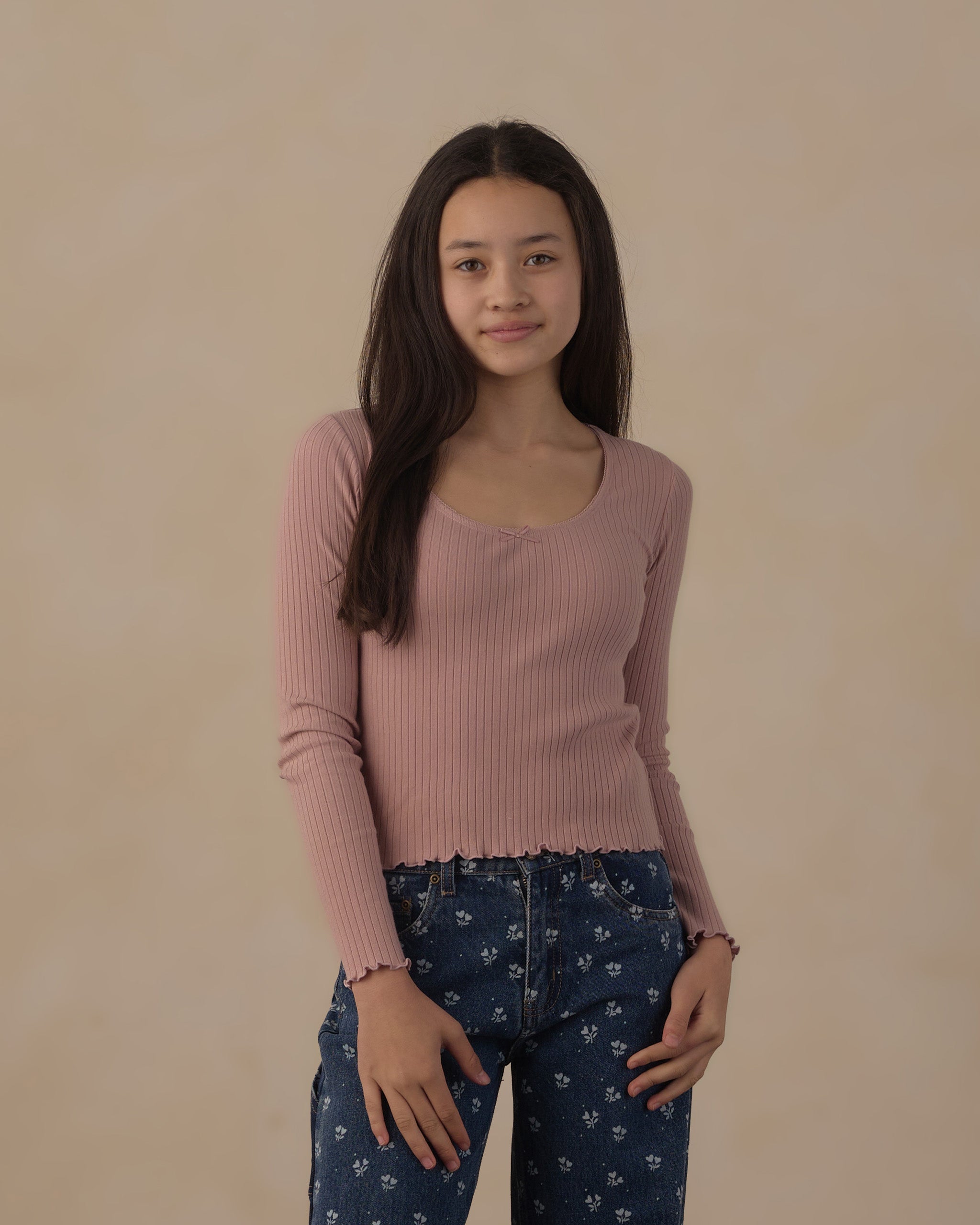 Teen Baggy Wide Leg Denim Heart Ditsy