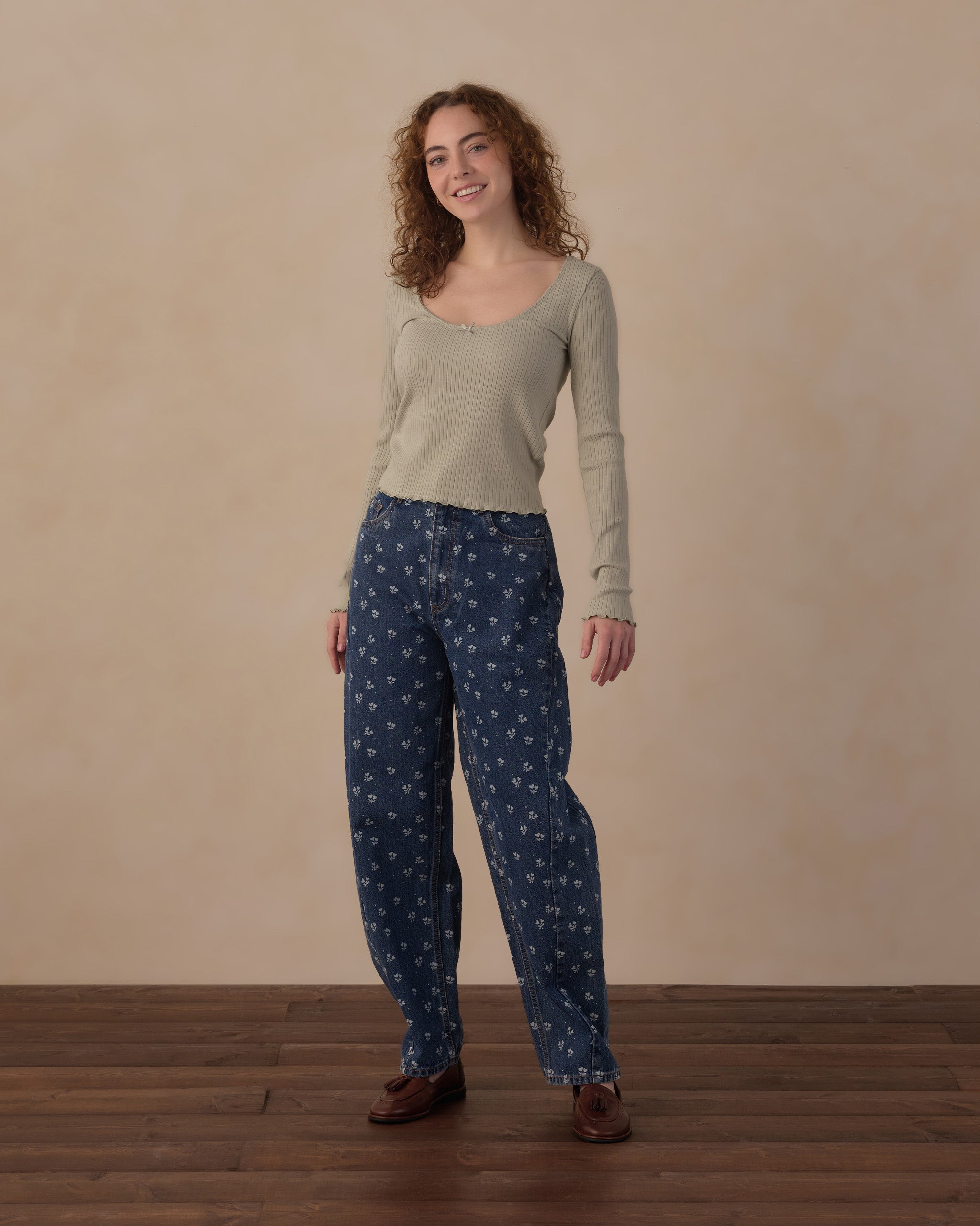 Pantalon barrel pour femme, indigo