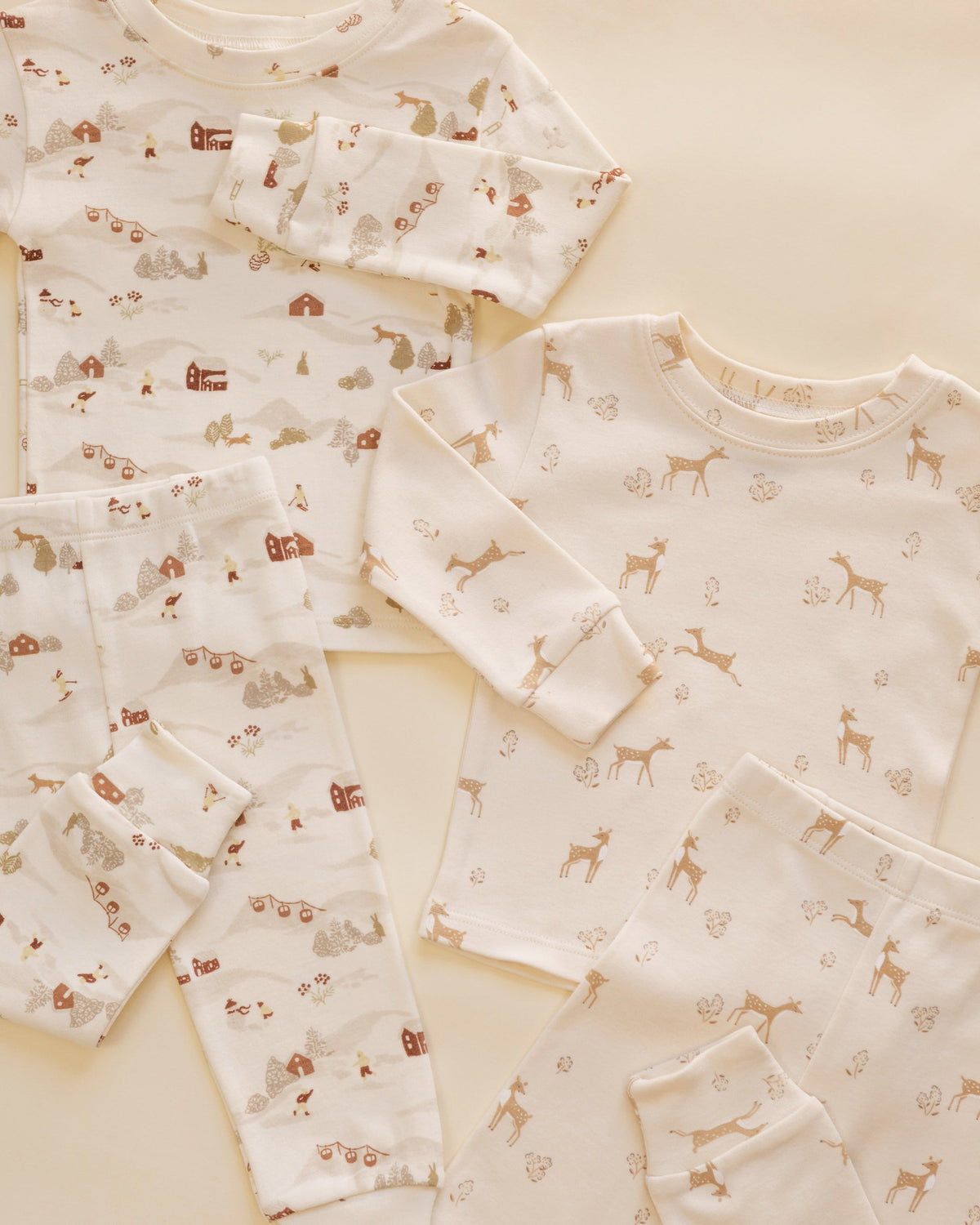 Organic Long Sleeve Pajama Set Ski Town - Rylee + Cru | Kids Clothes | Trendy Baby Clothes | Modern Infant Outfits |