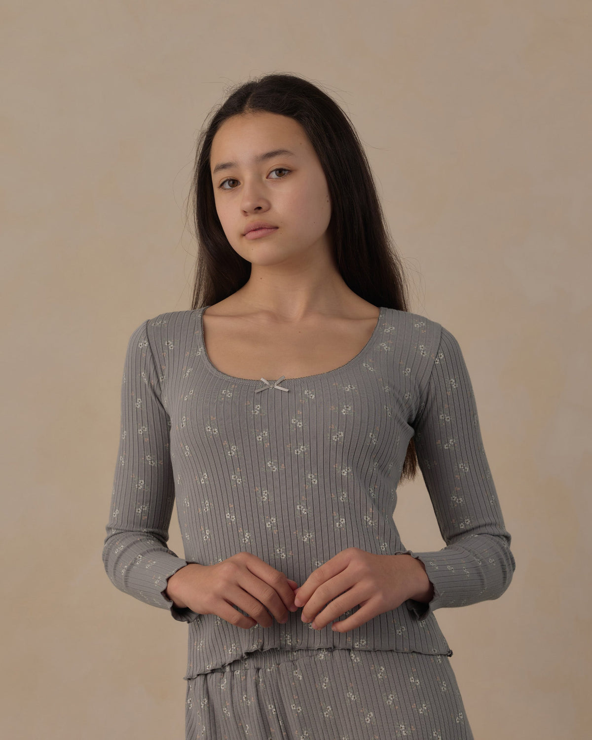 Teen Ribbed Lounge Set Slate Bloom - Rylee + Cru | Kids Clothes | Trendy Baby Clothes | Modern Infant Outfits |
