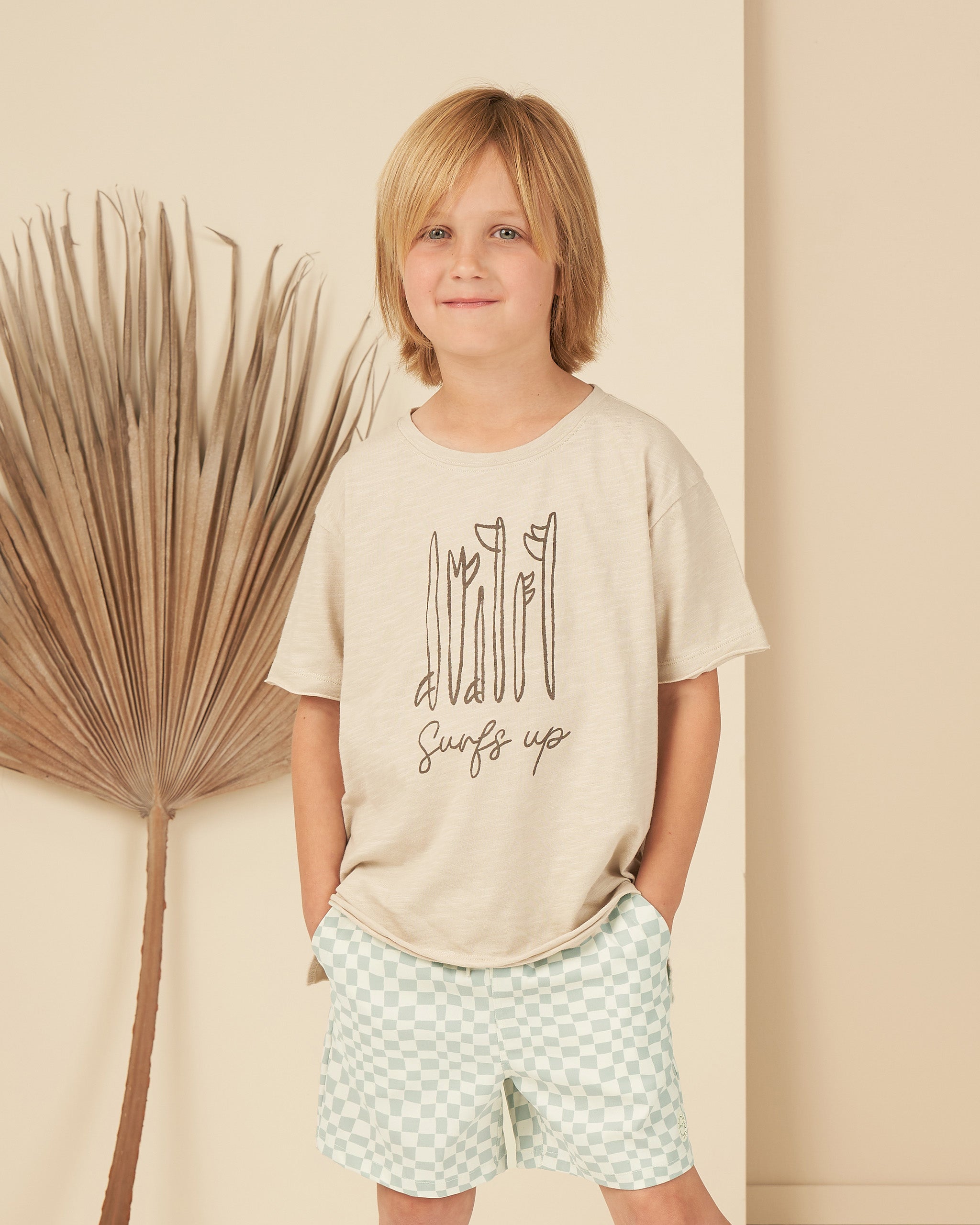 Boardshort || Seafoam Check - Rylee + Cru | Kids Clothes | Trendy Baby Clothes | Modern Infant Outfits |