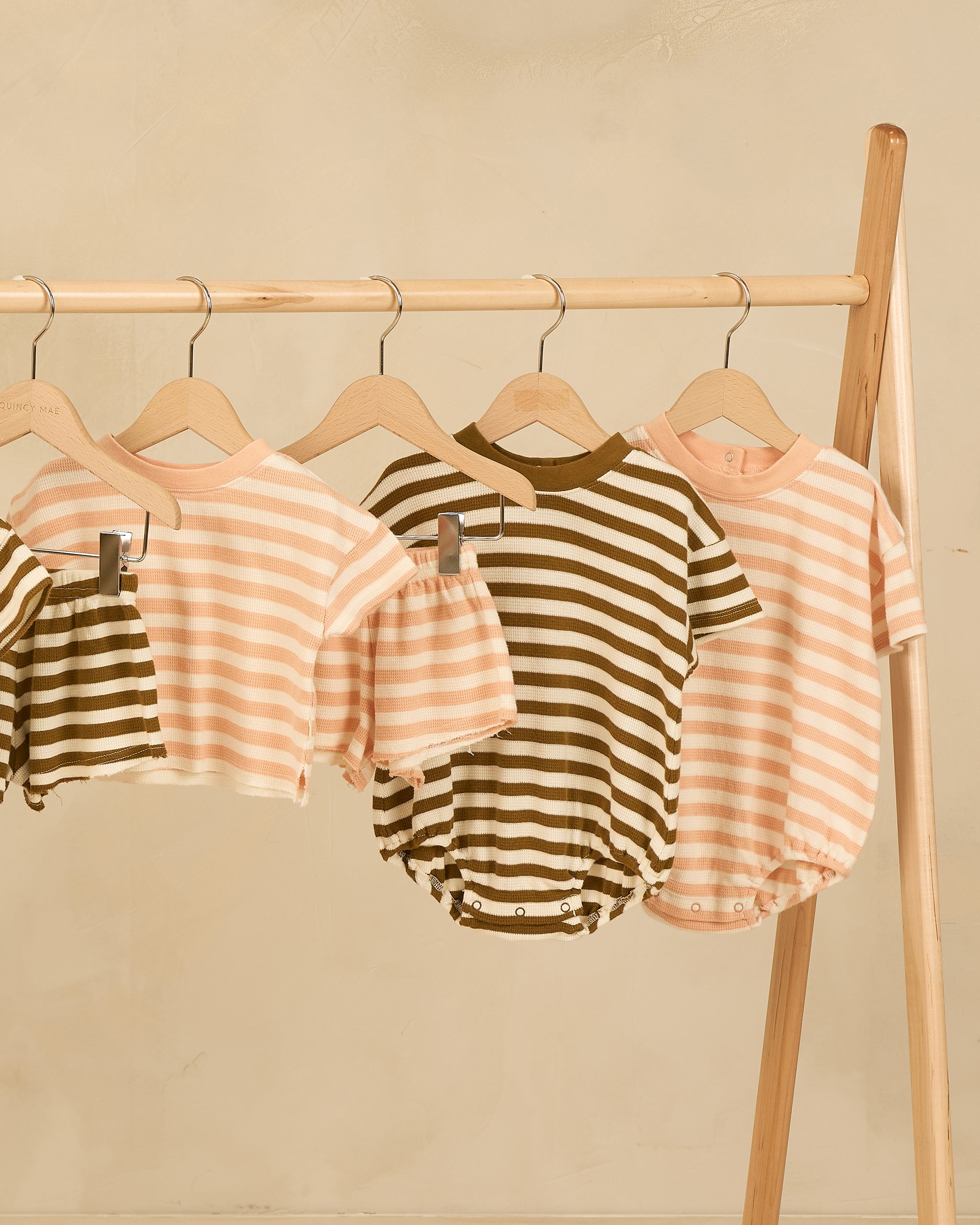 Relaxed Bubble Romper || Apricot Stripe