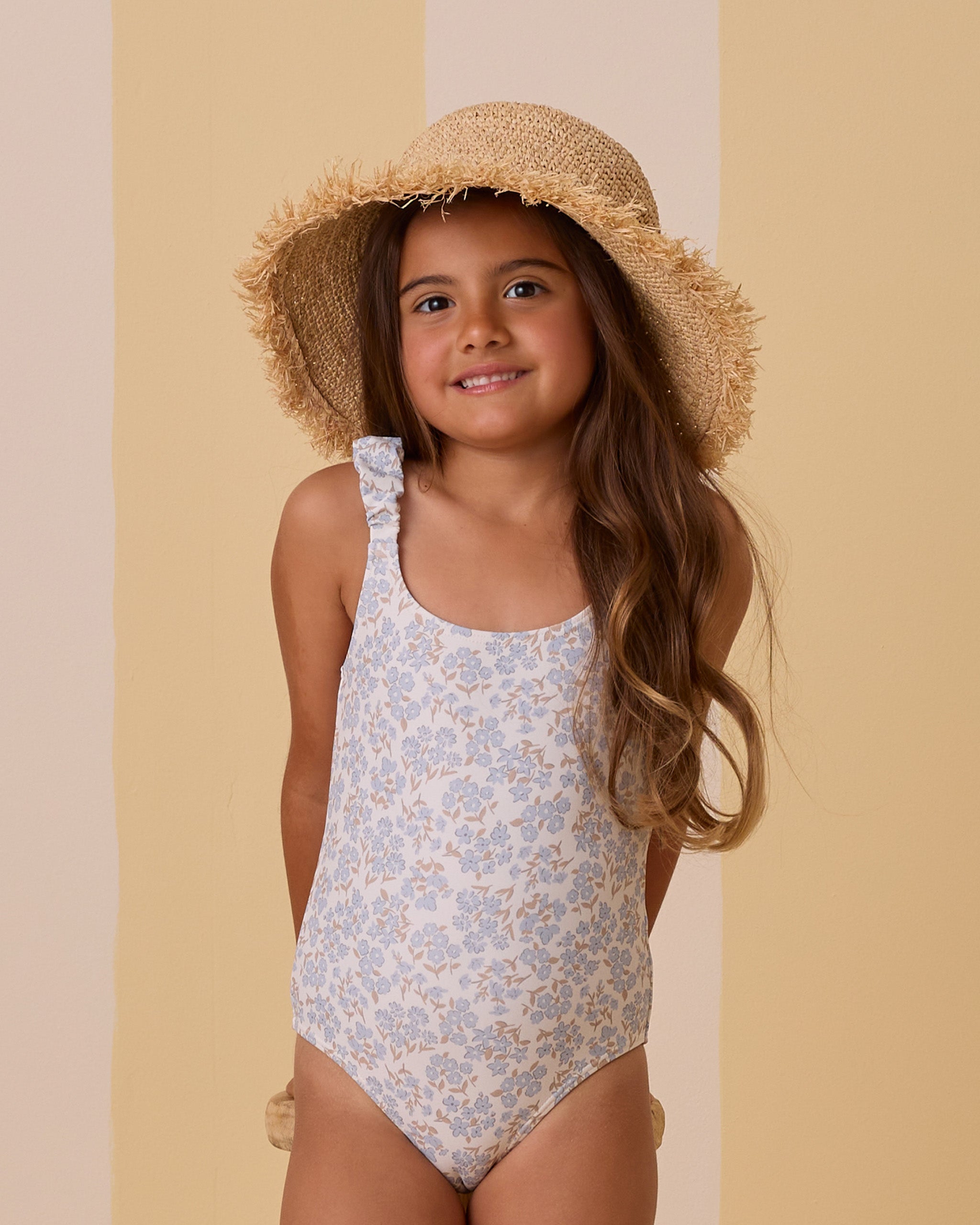 Maillot une pièce Scrunch || Ditsy bleu