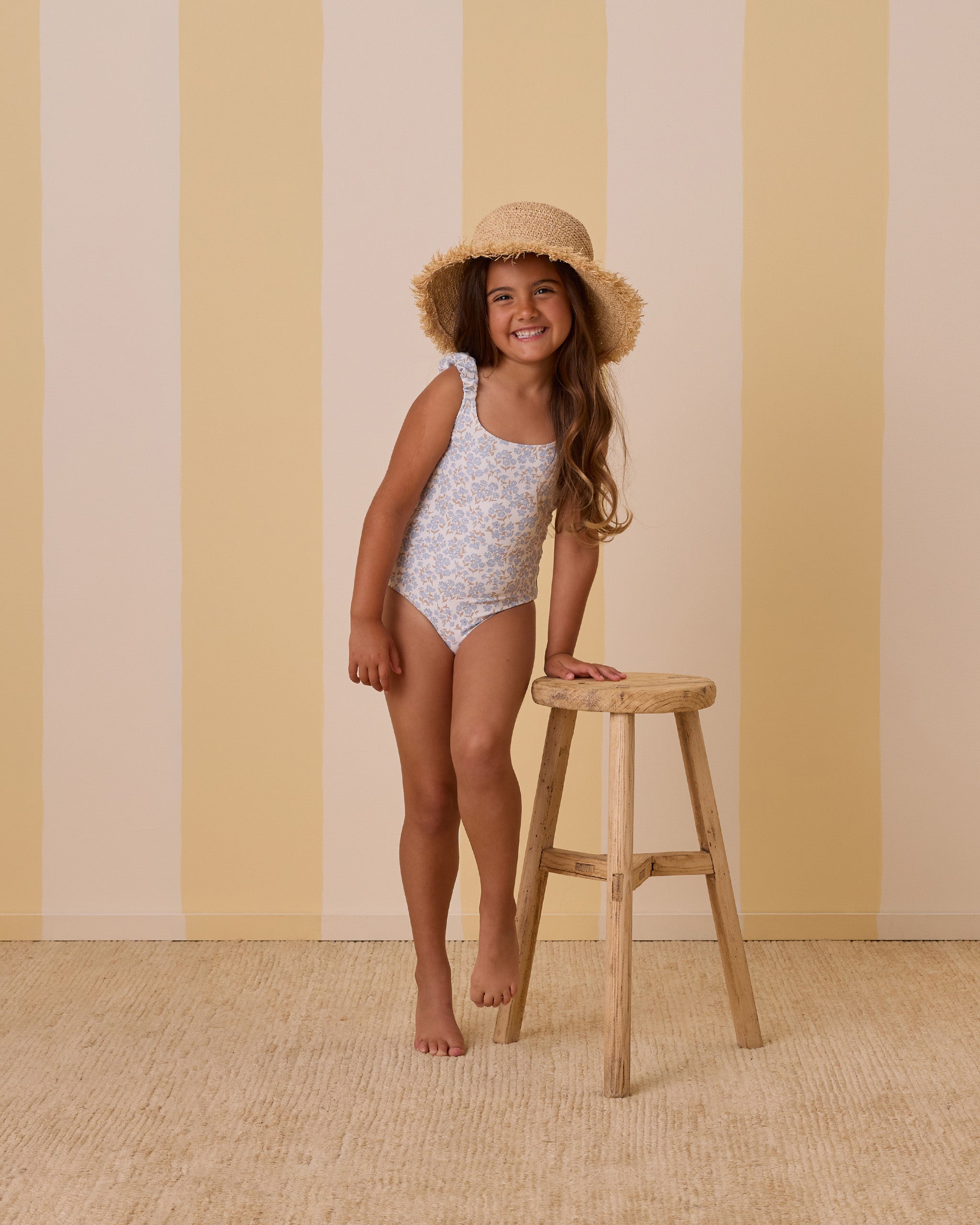 Maillot une pièce Scrunch || Ditsy bleu