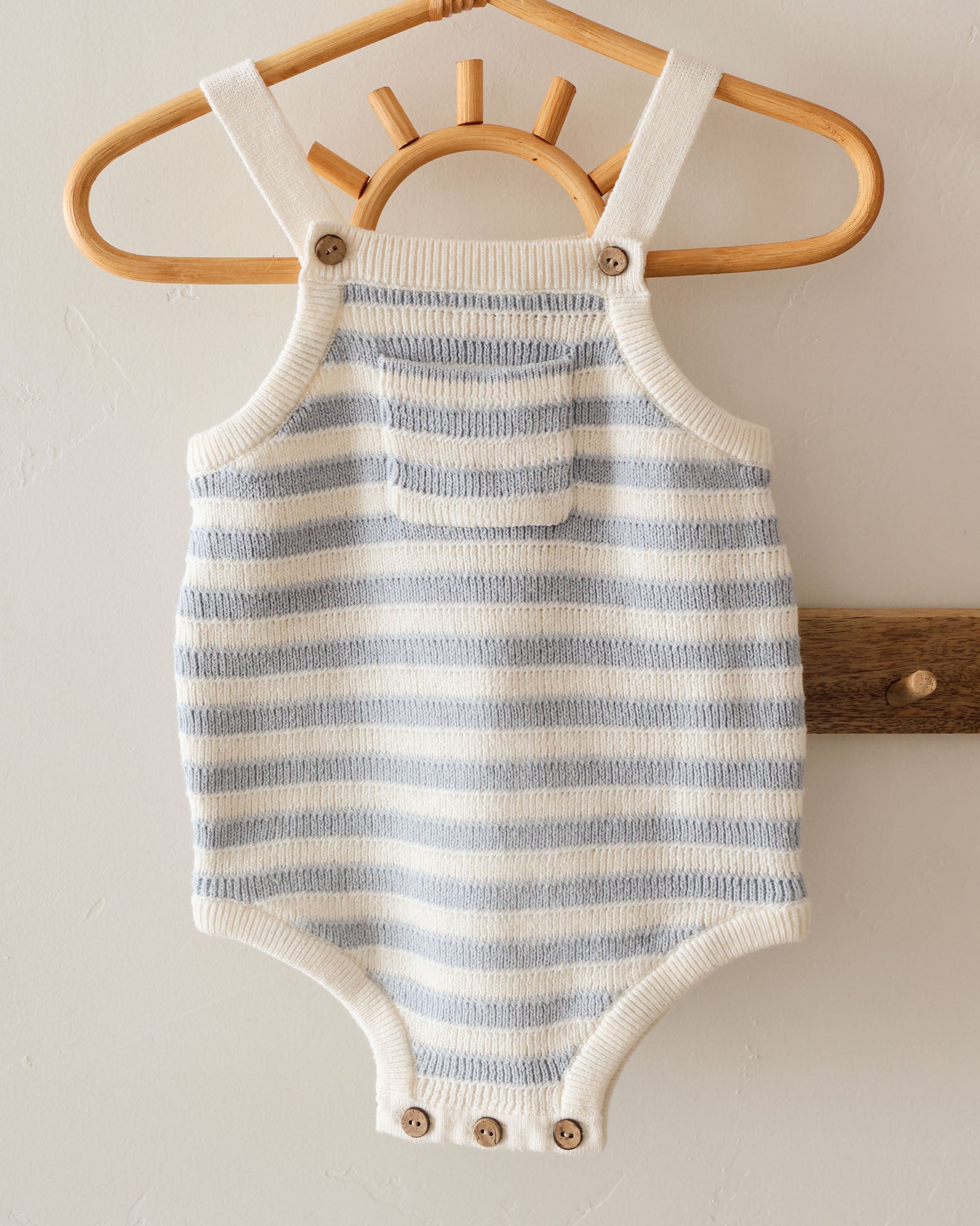 Ashton Knit Romper || Blue Stripe