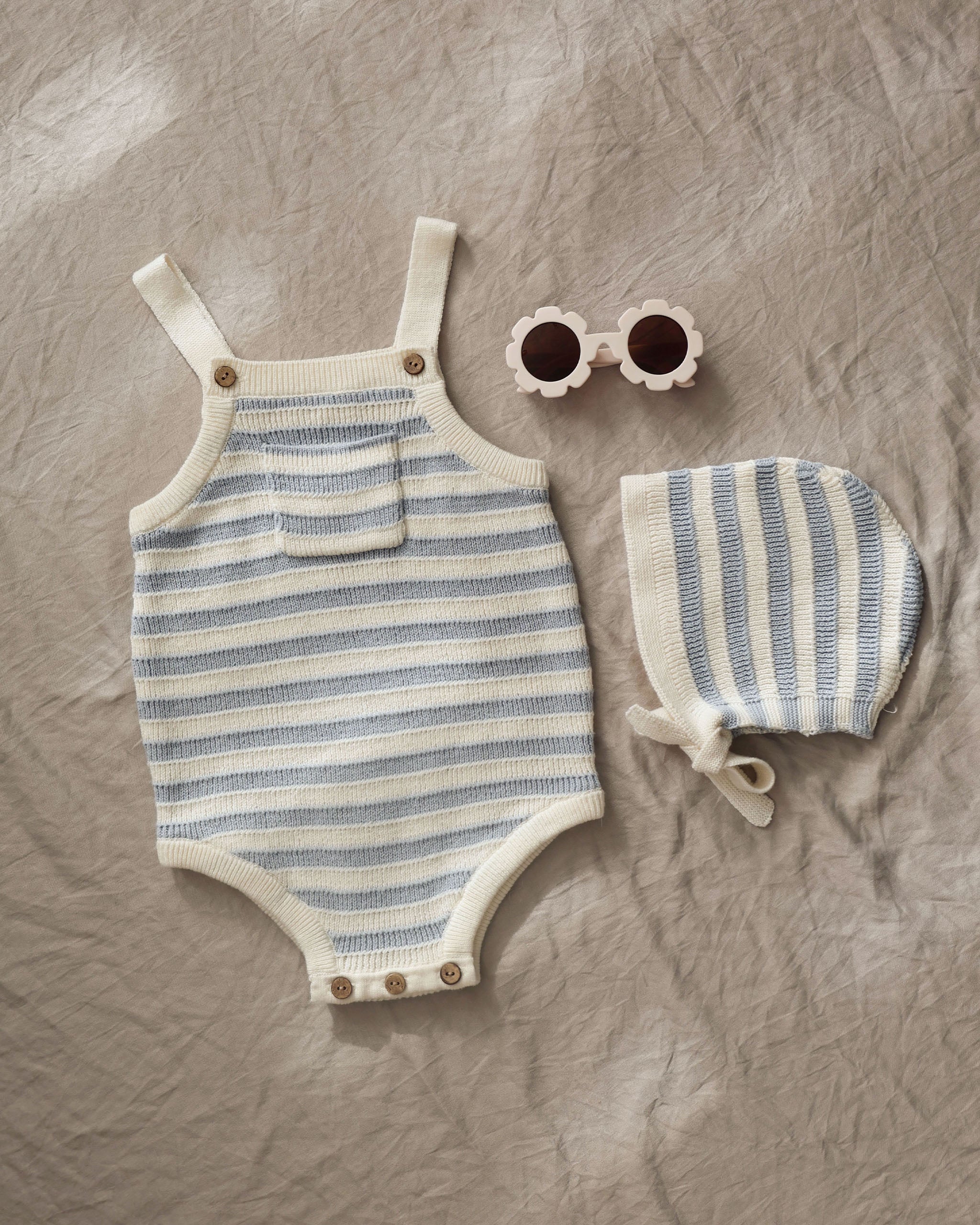 Ashton Knit Romper || Blue Stripe