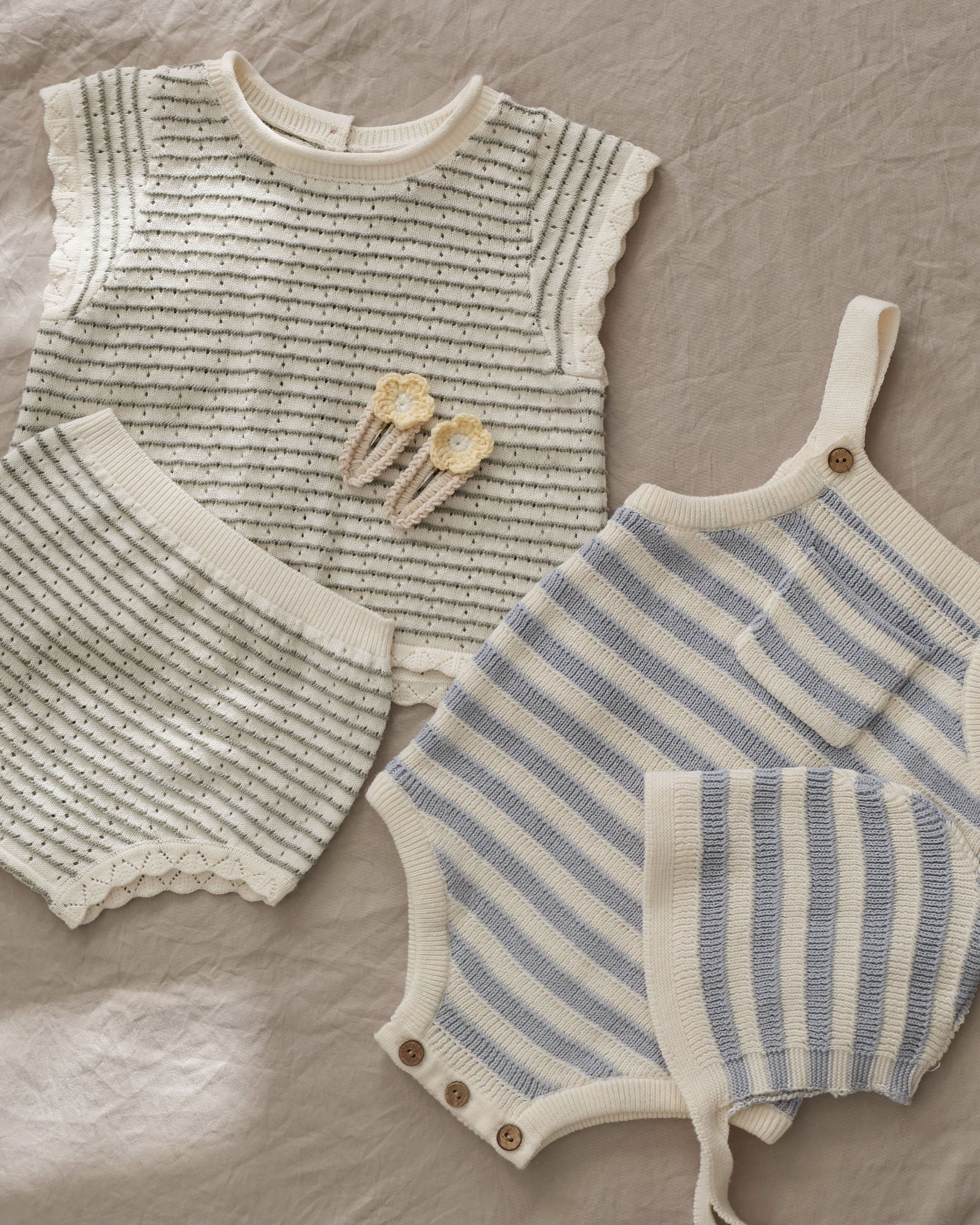 Ashton Knit Romper || Blue Stripe