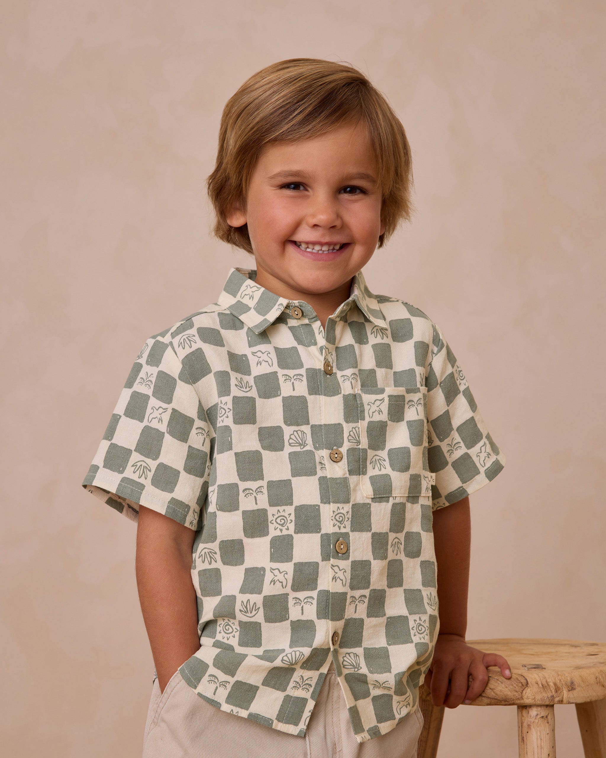 Collared Short Sleeve Shirt || Coastal Check