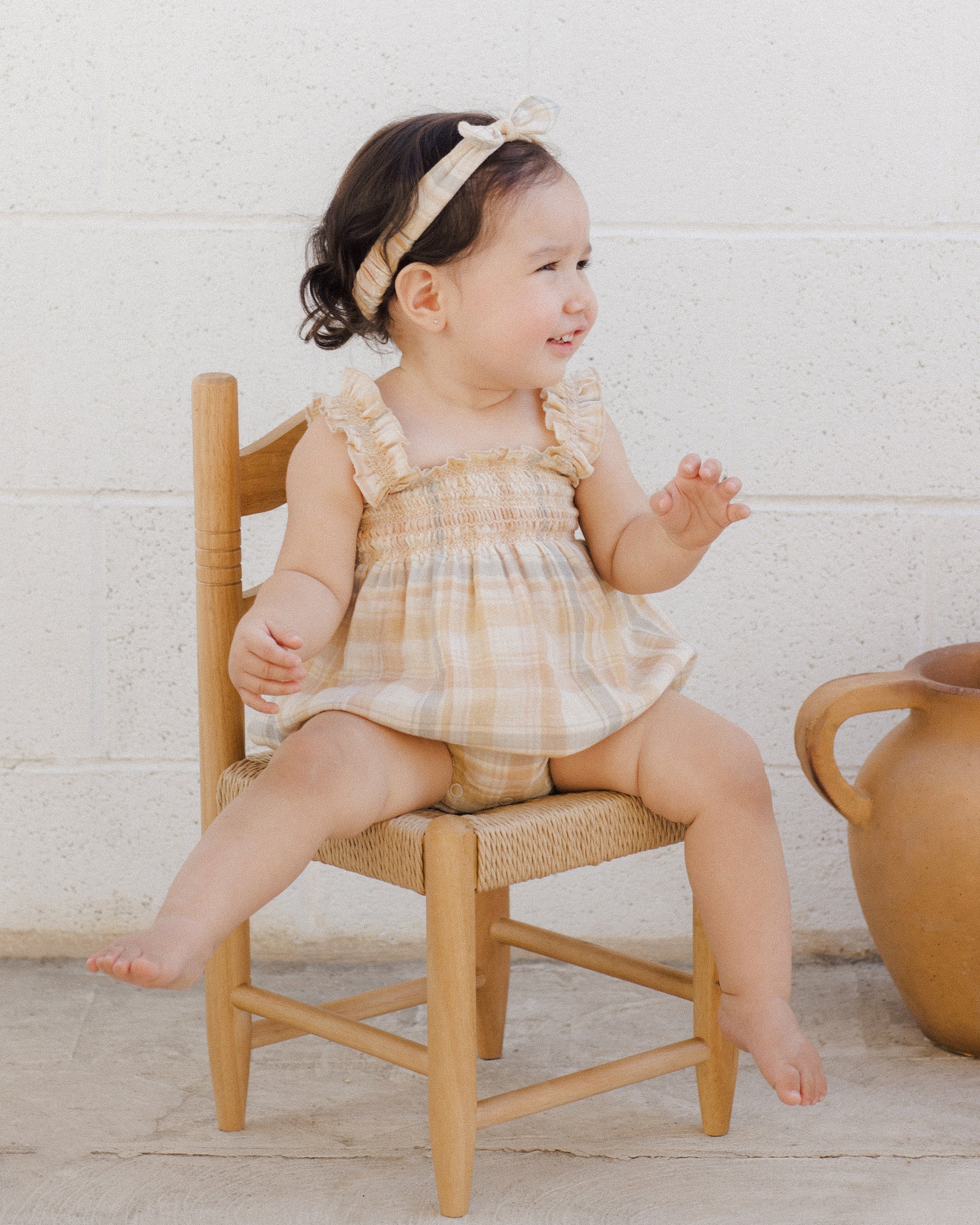 Baby Bow Headband || Pastel Plaid