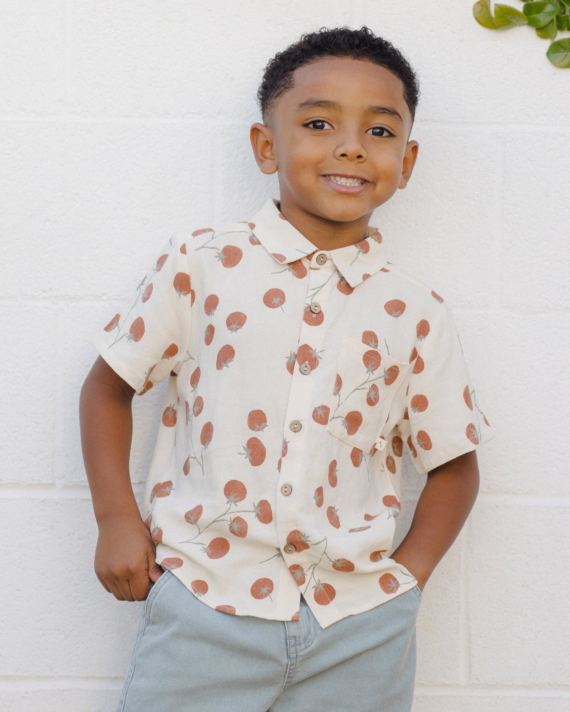 RYLEE + CRU COLLARED SHORT SLEEVE SHIRT OCRE CHECK main image 1