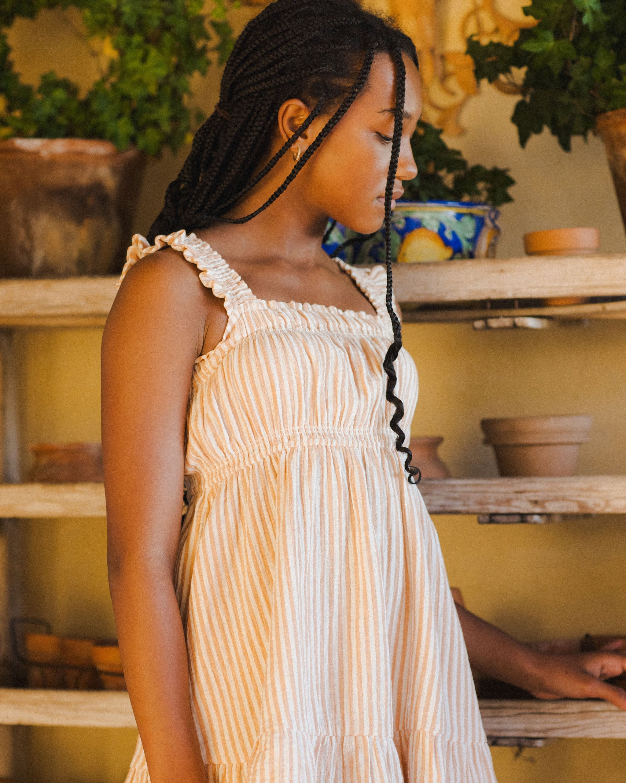 Annalise Dress || Grapefruit Stripe Teen