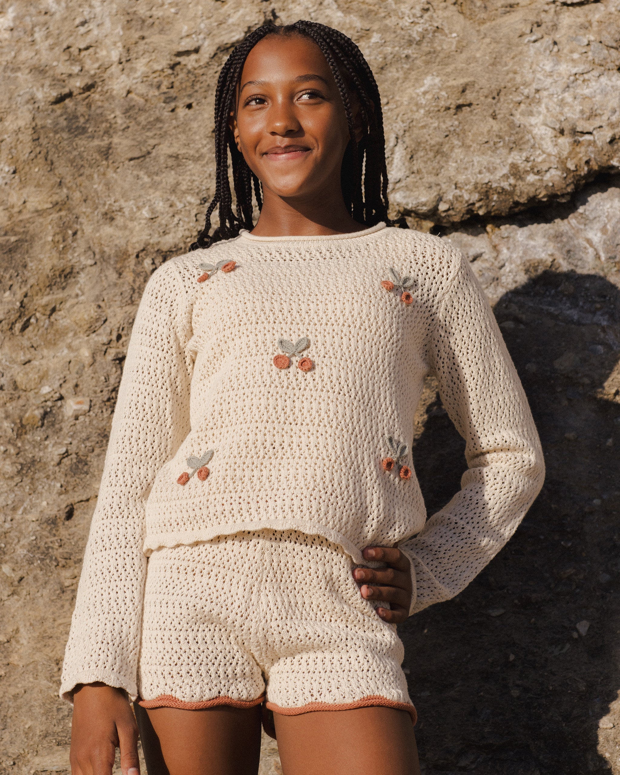 Crochet Knit Pullover || Cherries**