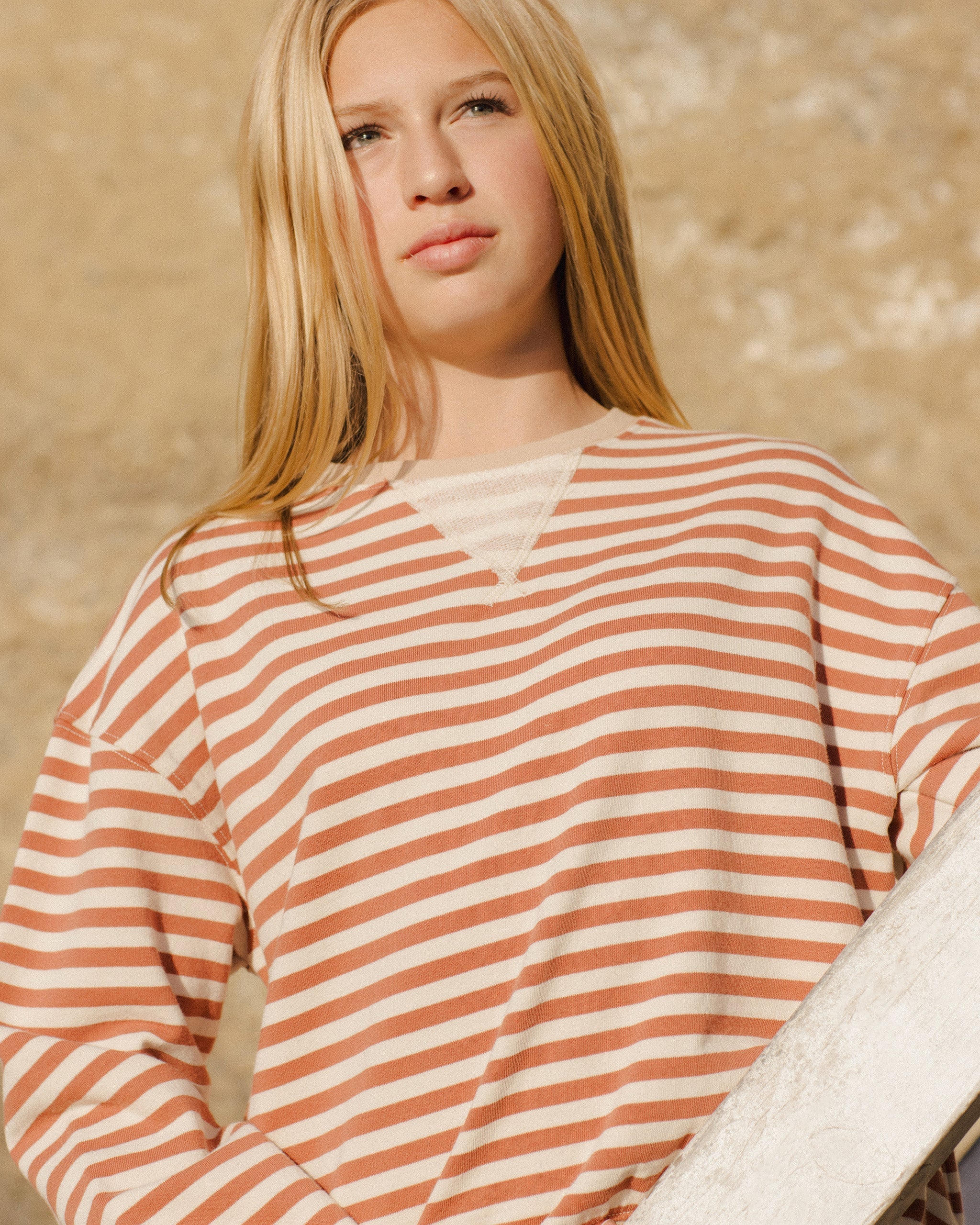 Oversized Crew + Short Set || Poppy Stripe