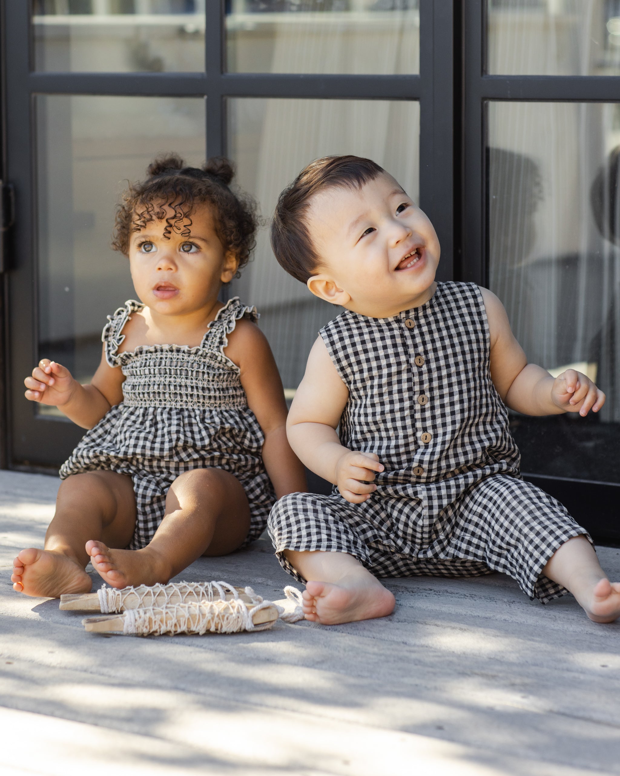 Button Jumpsuit Black Check - Rylee + Cru | Kids Clothes | Trendy Baby Clothes | Modern Infant Outfits |