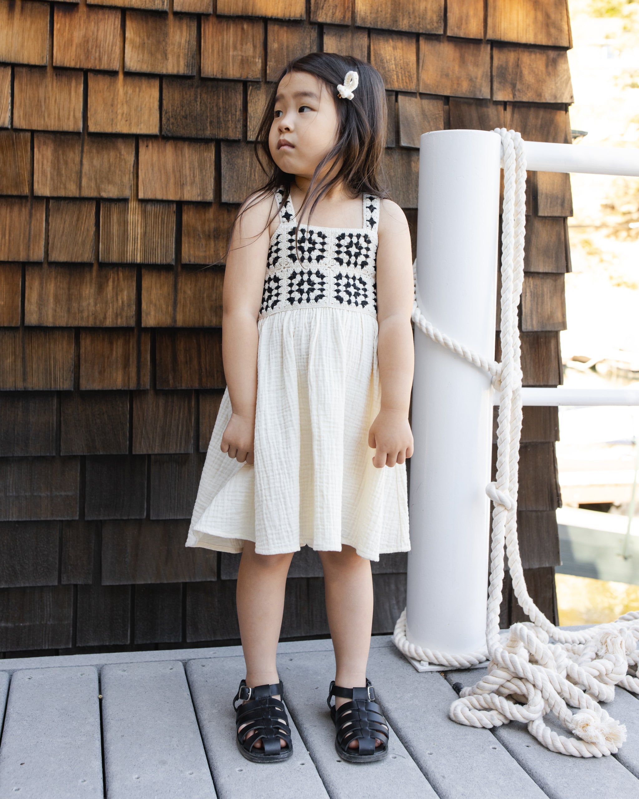 Crochet Bow Clips Ivory - Rylee + Cru | Kids Clothes | Trendy Baby Clothes | Modern Infant Outfits |