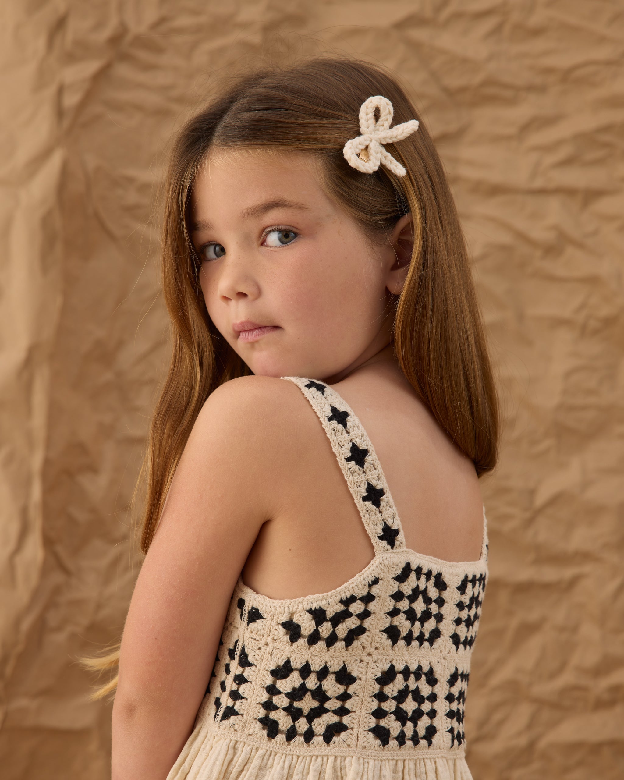 Crochet Bow Clips Ivory - Rylee + Cru | Kids Clothes | Trendy Baby Clothes | Modern Infant Outfits |