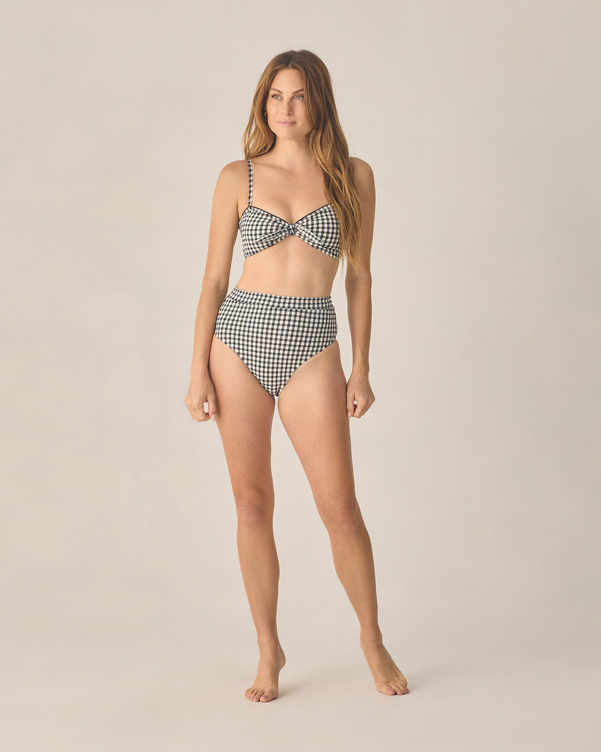 Women's Banded High Cut Bikini Bottom Black Gingham - Rylee + Cru | Kids Clothes | Trendy Baby Clothes | Modern Infant Outfits |