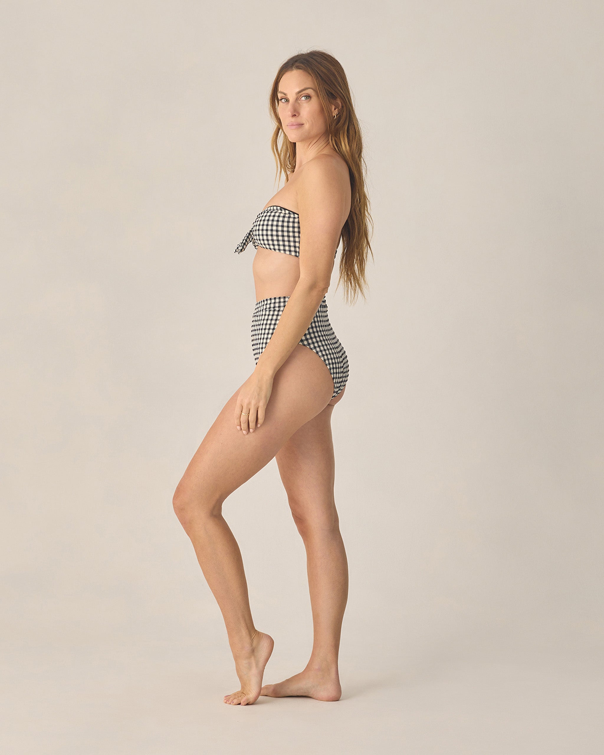 Women's Banded High Cut Bikini Bottom Black Gingham - Rylee + Cru | Kids Clothes | Trendy Baby Clothes | Modern Infant Outfits |