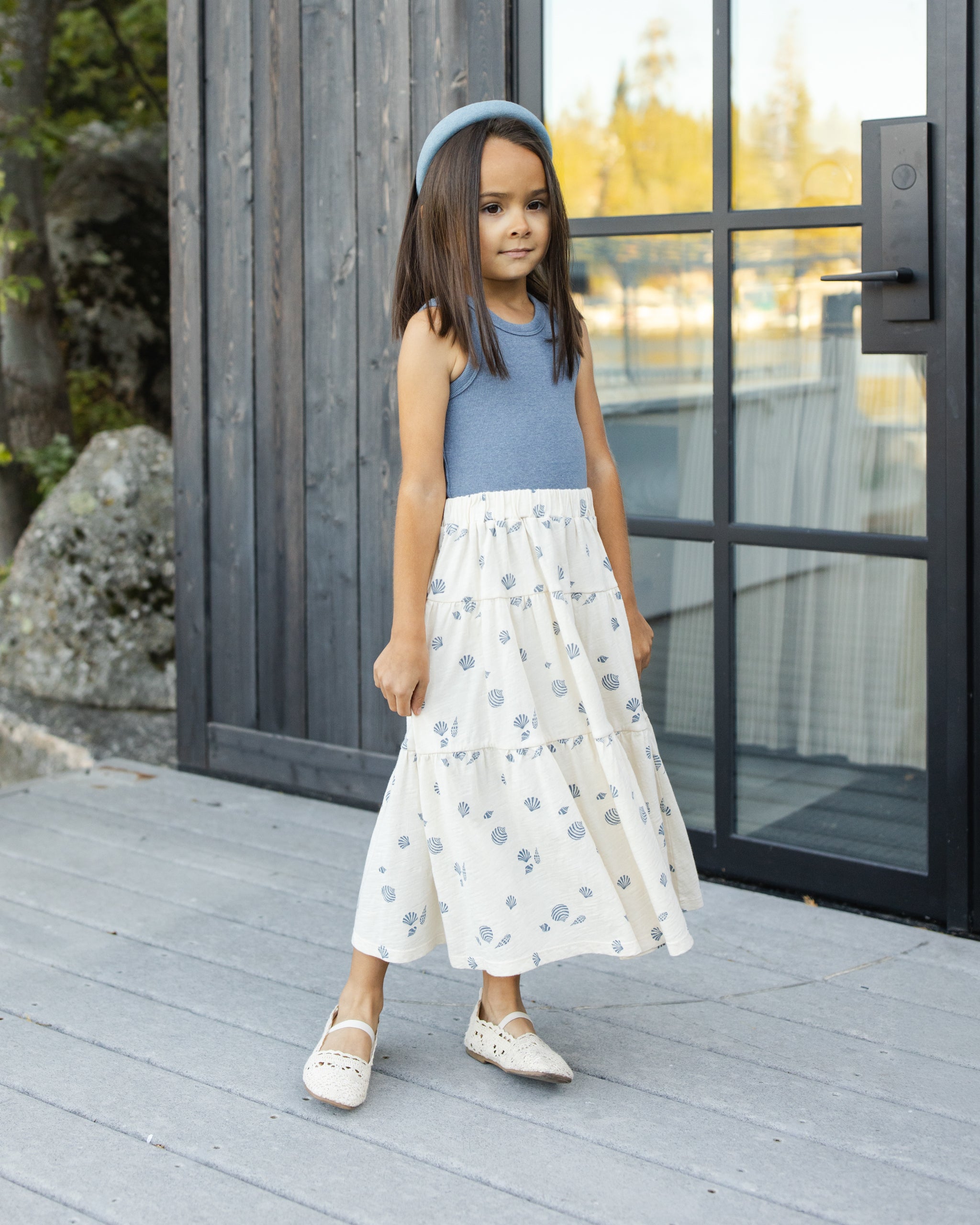 Tiered Midi Skirt Seashells