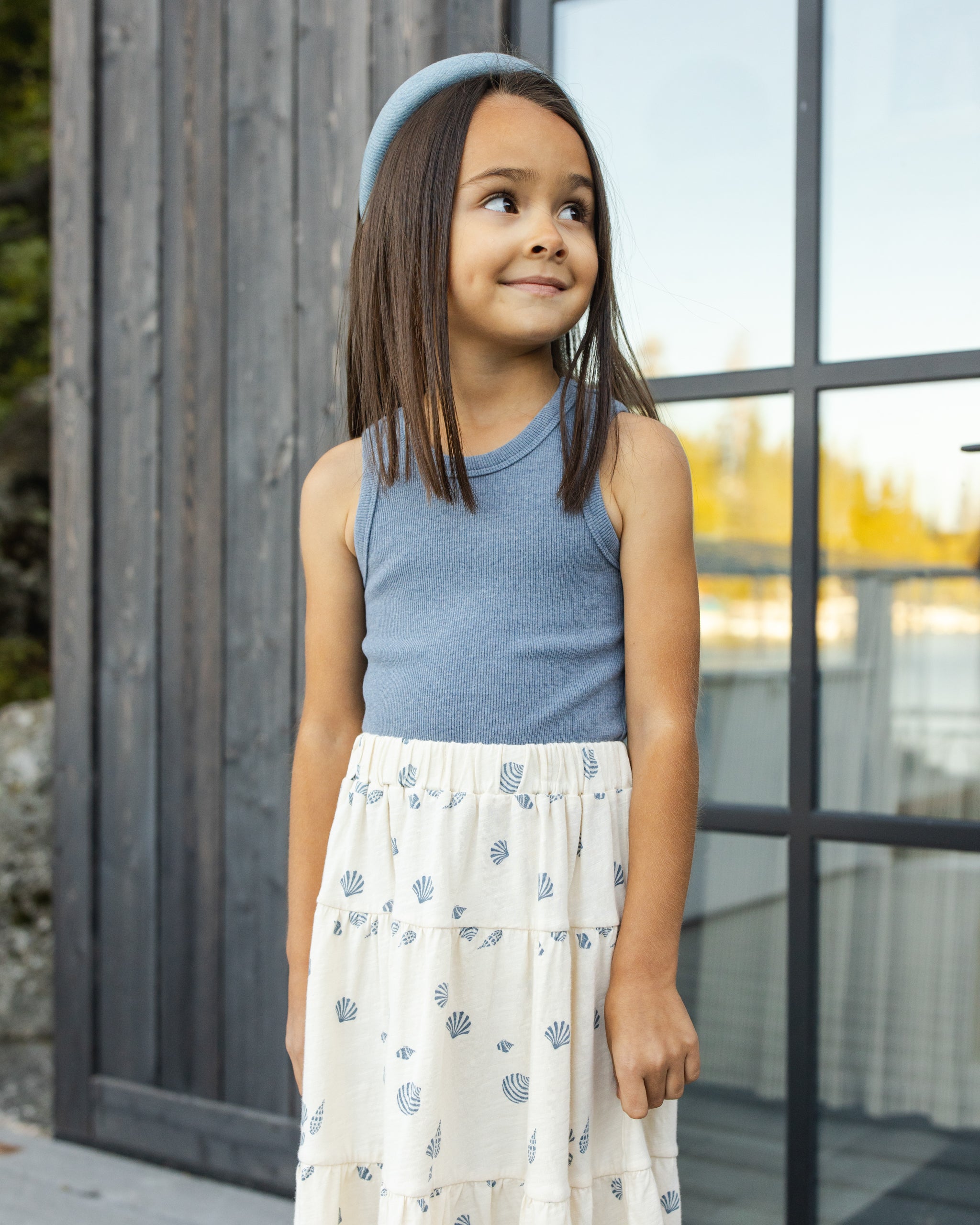 Tiered Midi Skirt Seashells