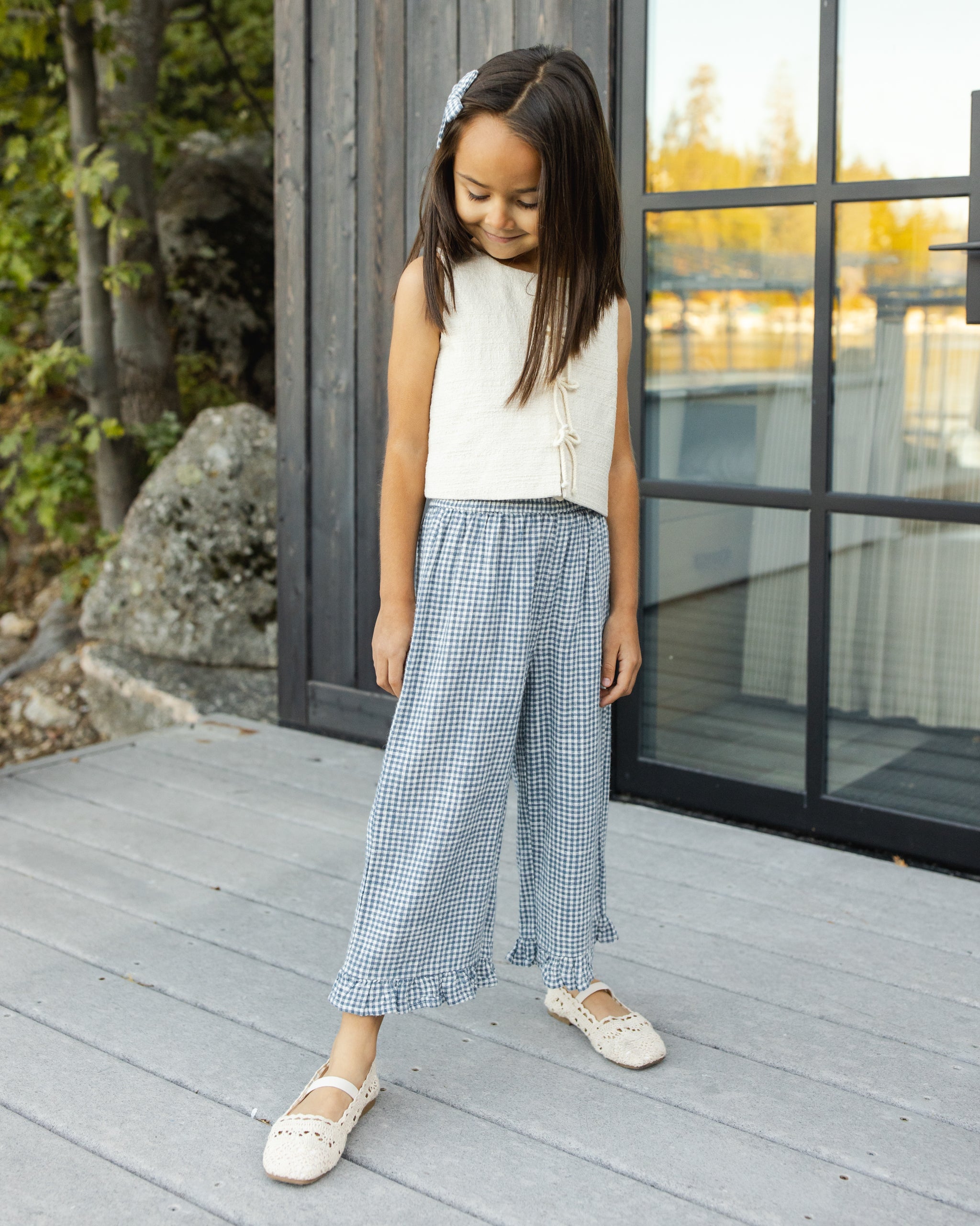 Wide Leg Pant Marine Gingham
