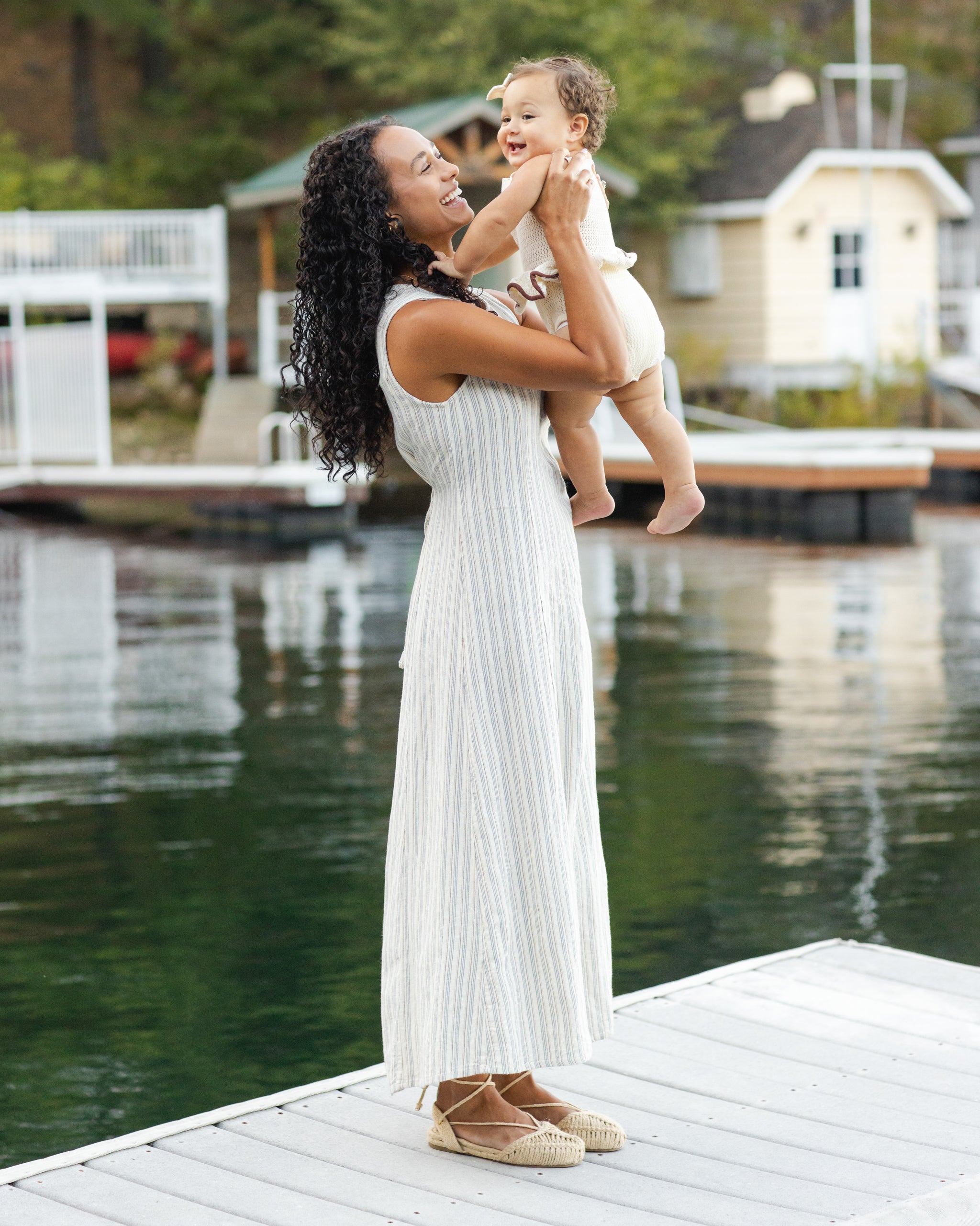 Robe midi Indi pour femme à rayures nautiques