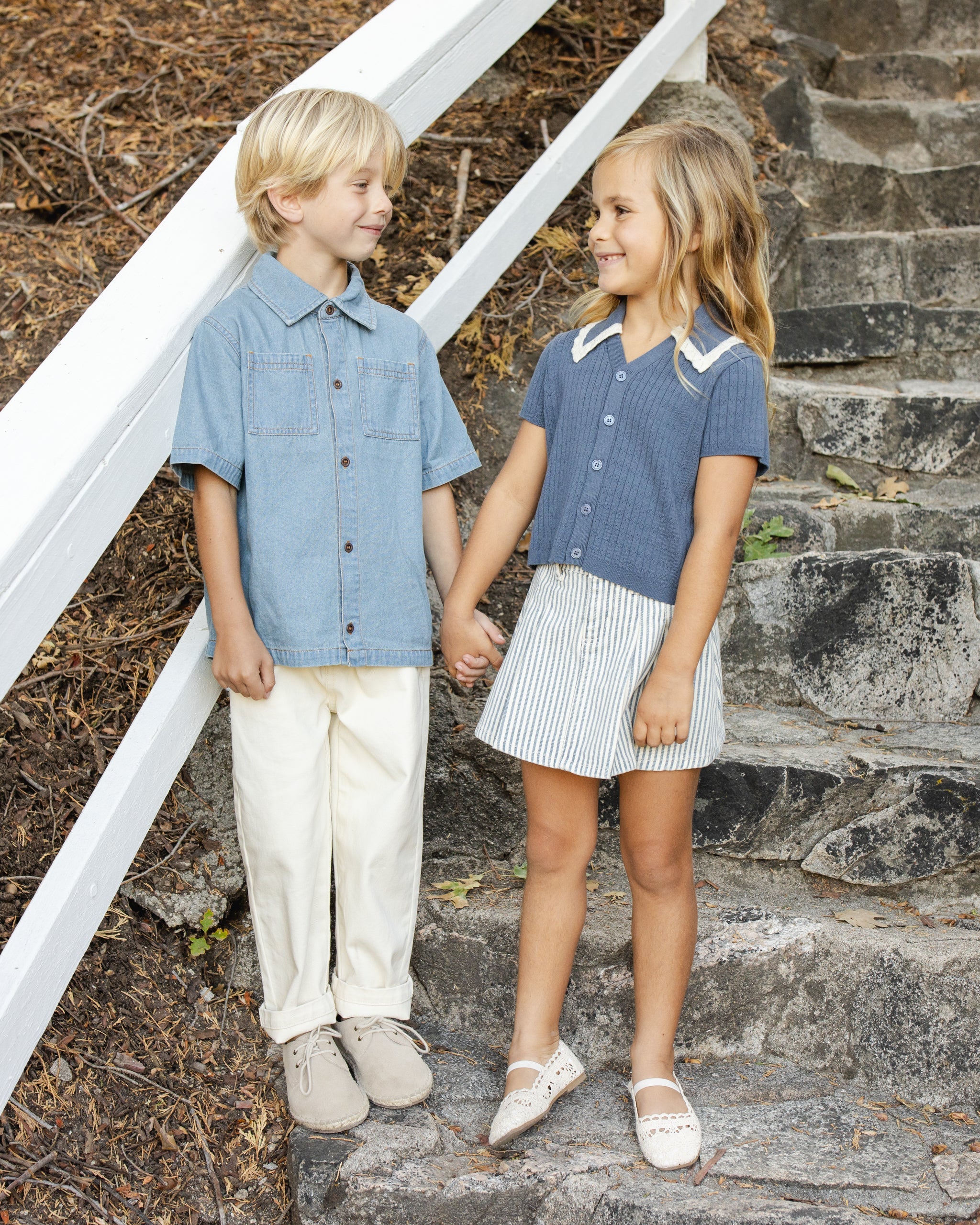 Denim Short Sleeve Overshirt Washed Blue