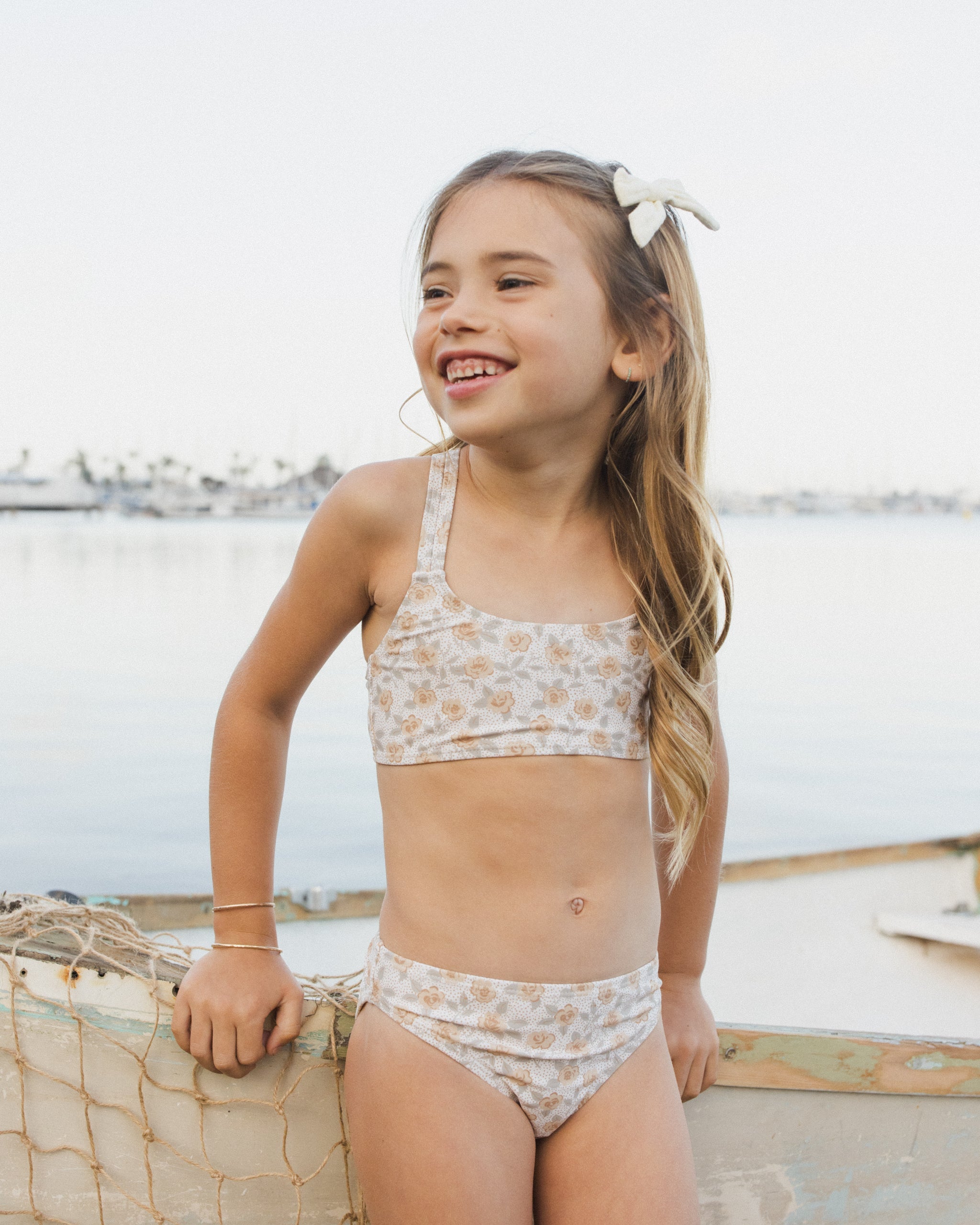 Crop Rashguard Set Yellow Floral