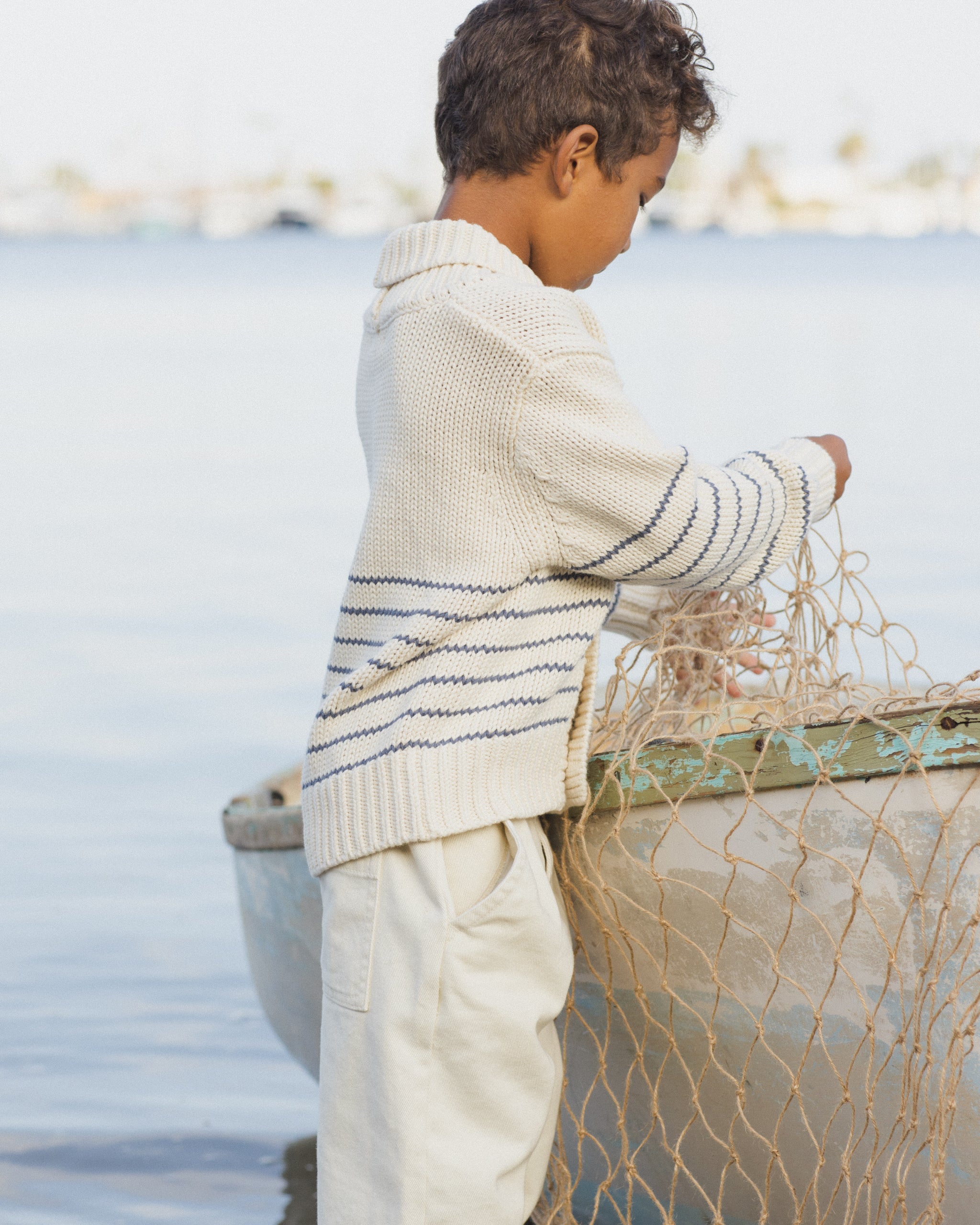 Shawl Cardigan Natural & Marine