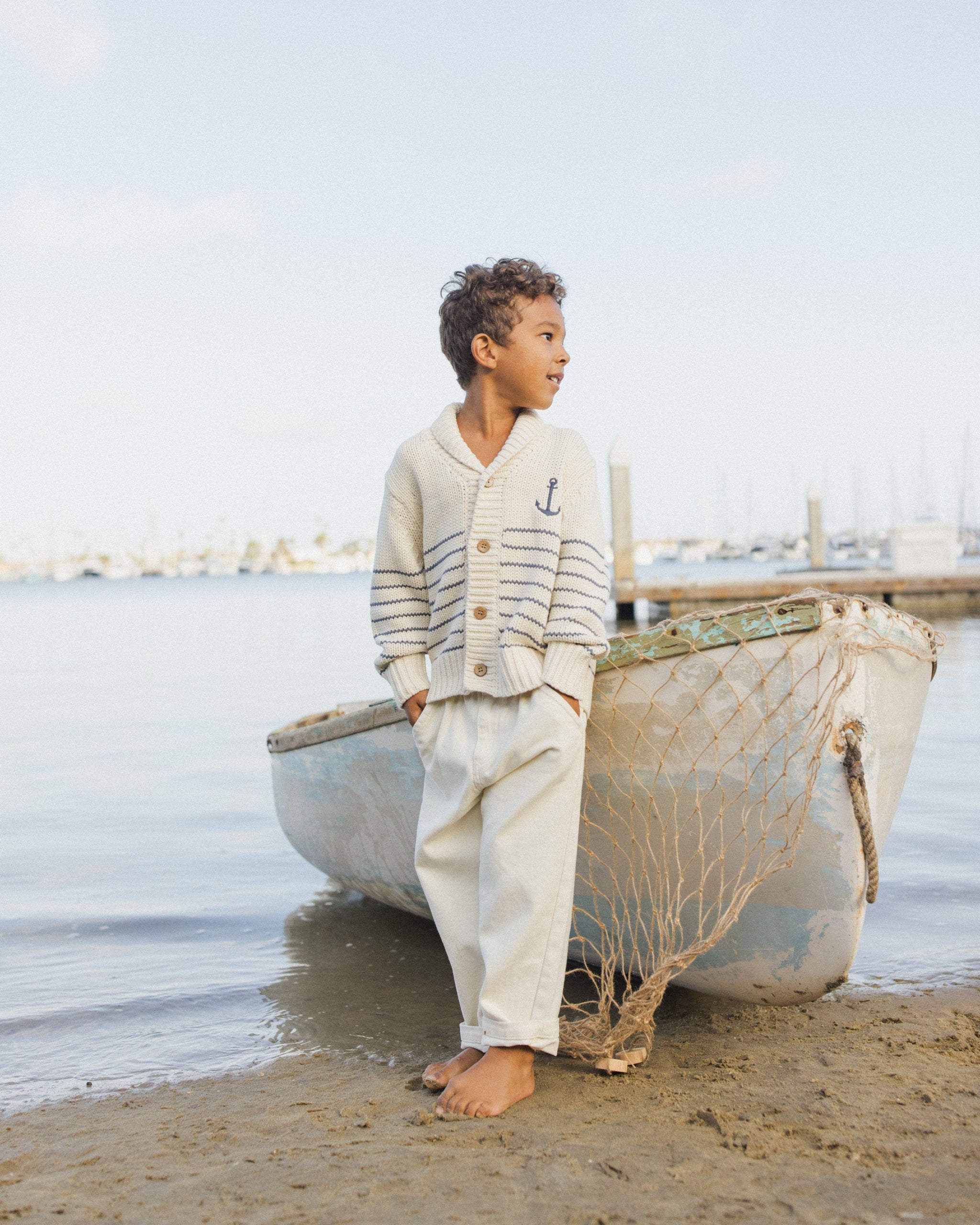 Shawl Cardigan Natural & Marine