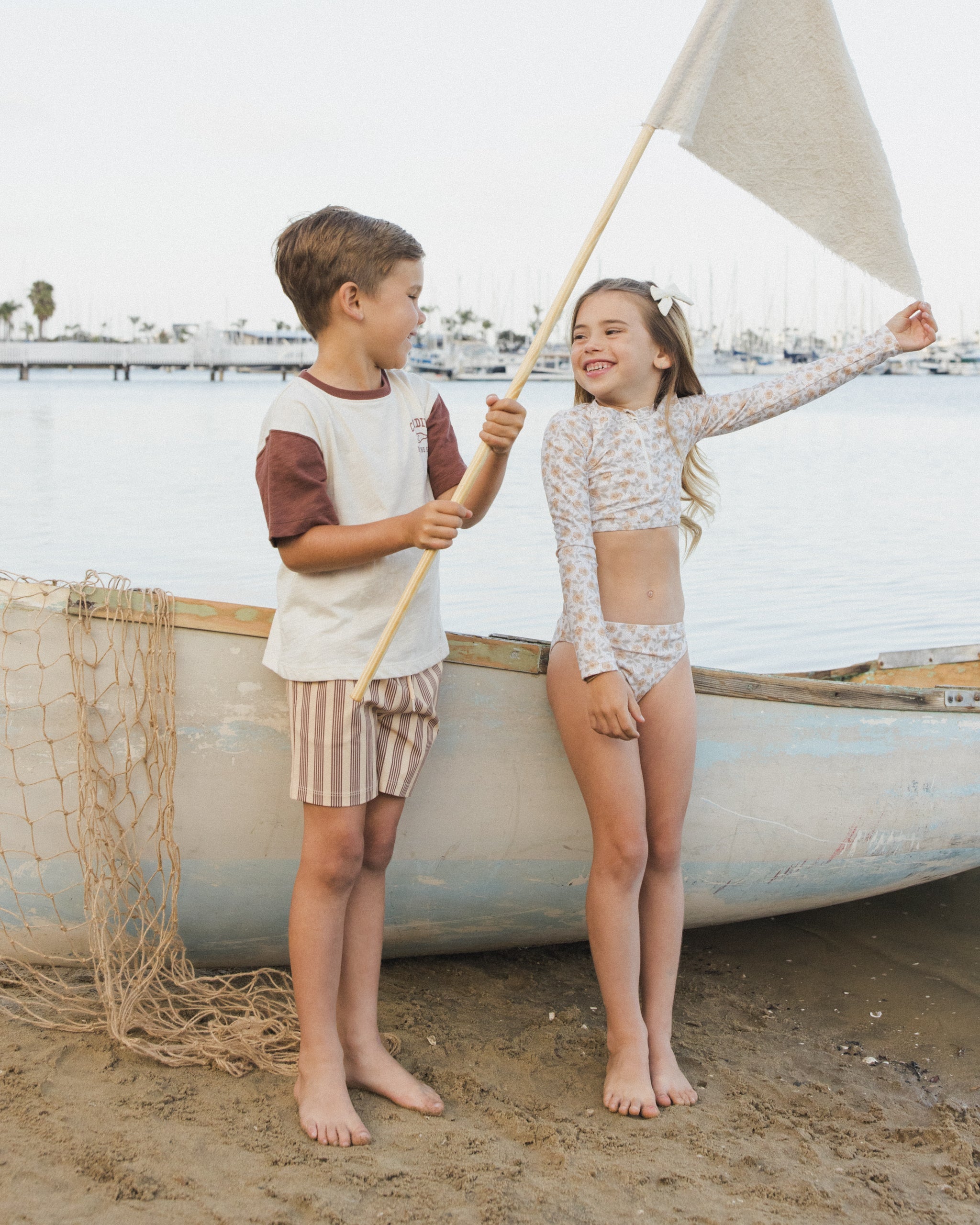 Crop Rashguard Set Yellow Floral