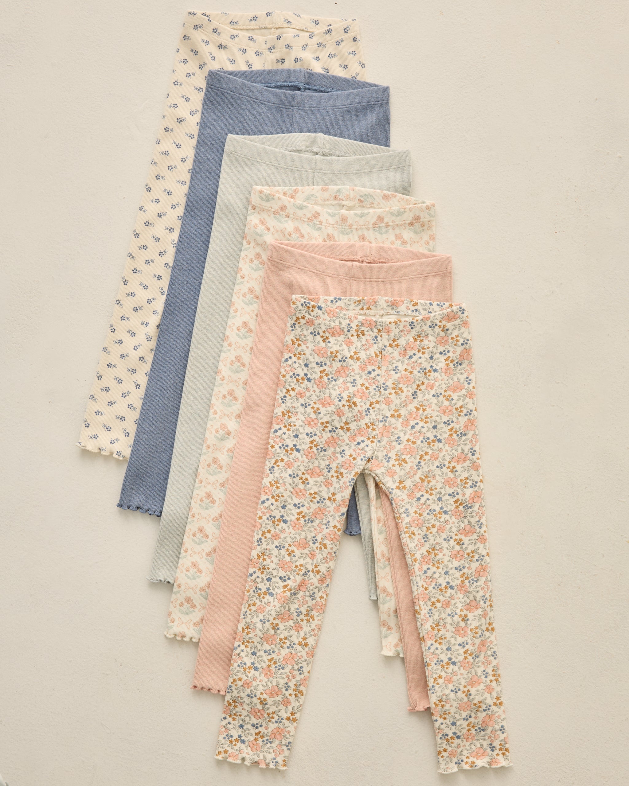 Ensemble legging côtelé bleu naturel à petits motifs, bleu marine chiné