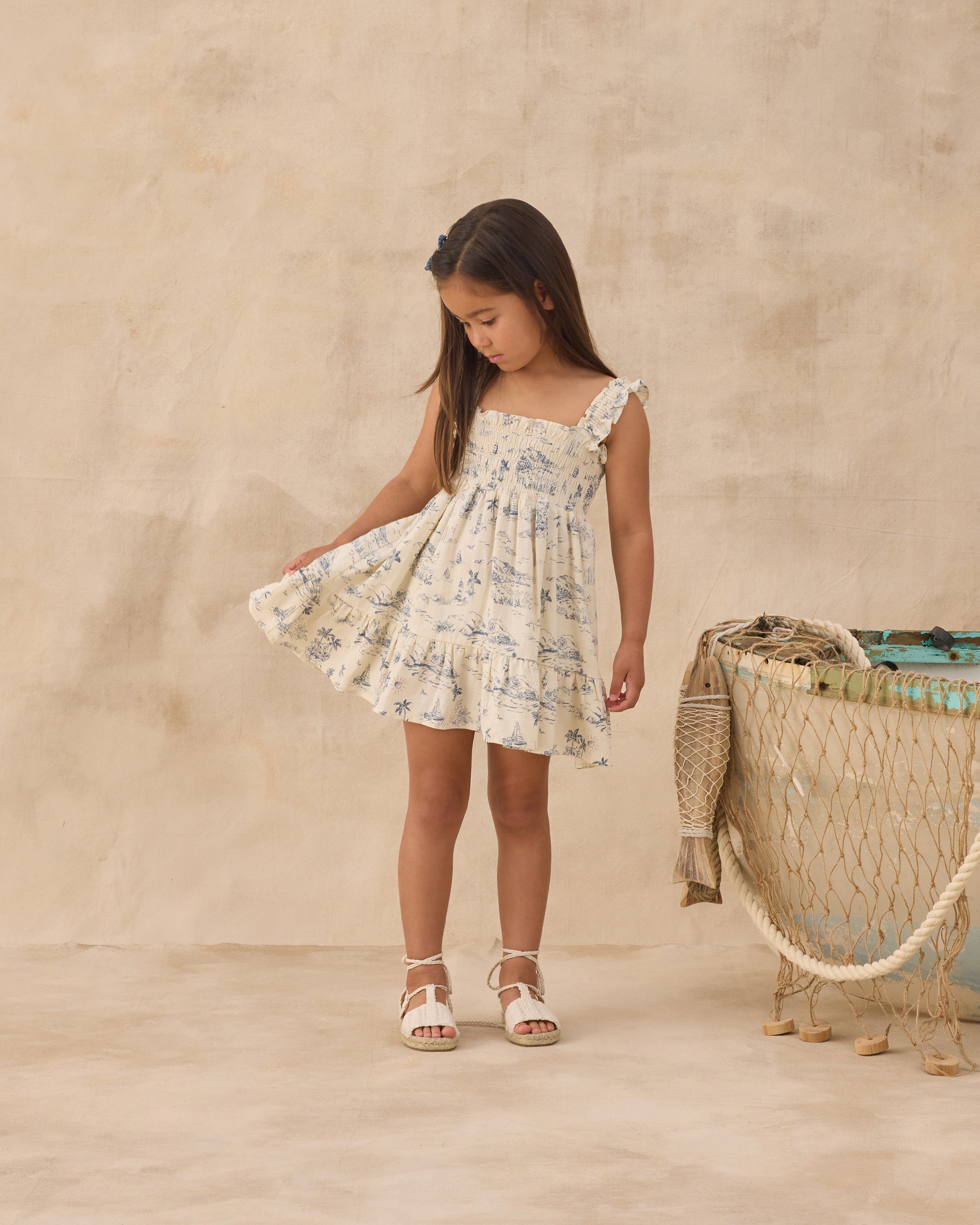 Sutton Dress Ocean Toile