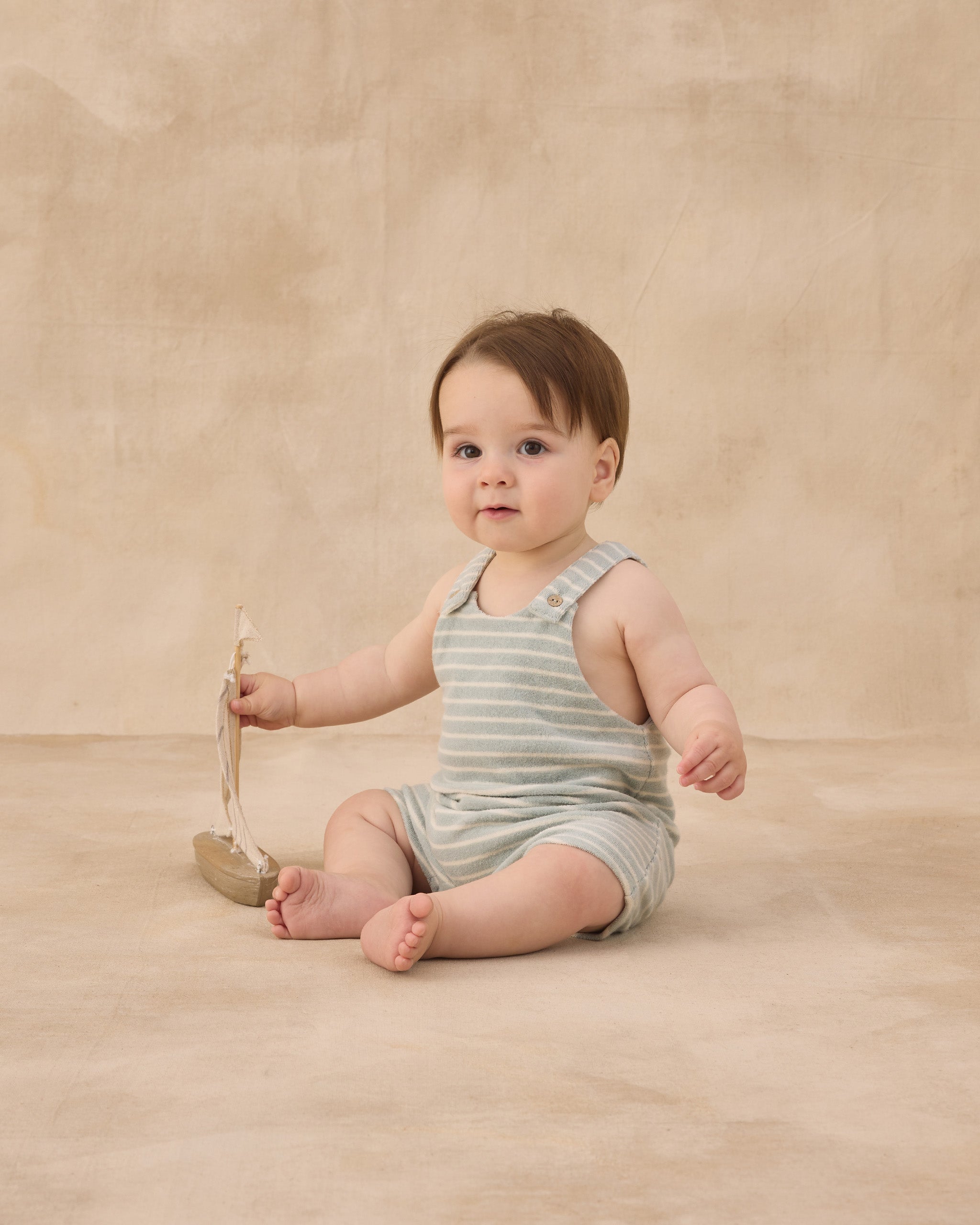 Gio Romper Seafoam Terry Stripe