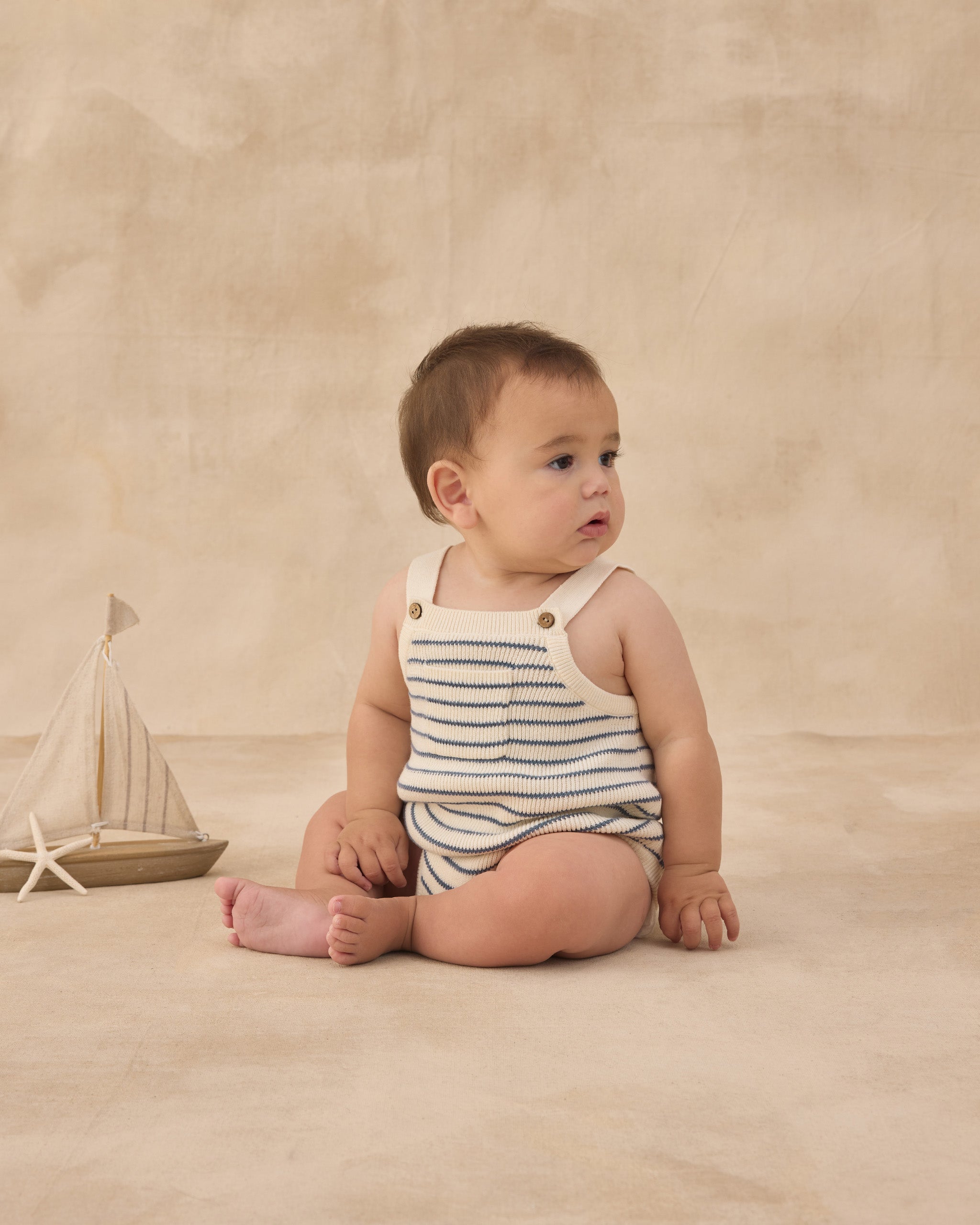 Ashton Knit Romper Marine Stripe