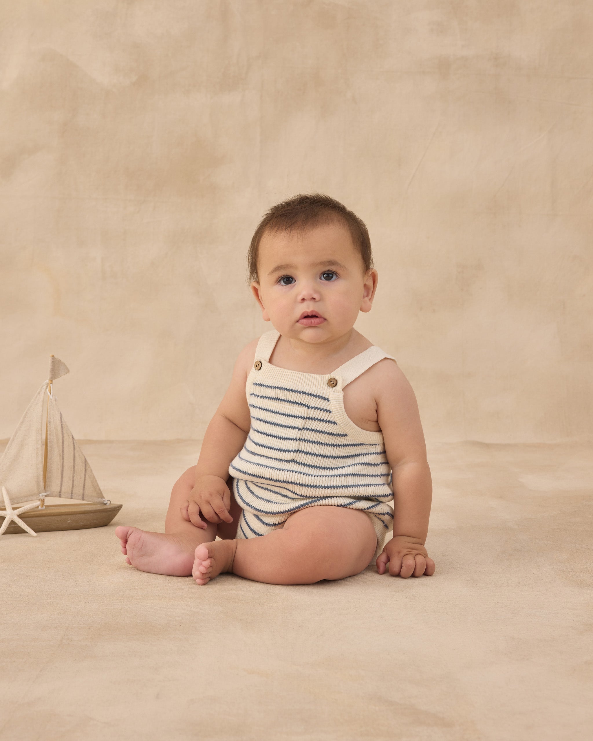 Ashton Knit Romper Marine Stripe