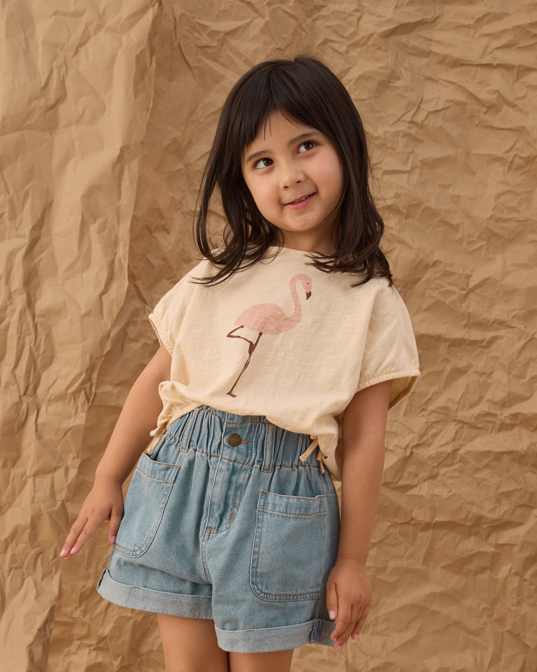 Cropped Cinch Tee Flamingo
